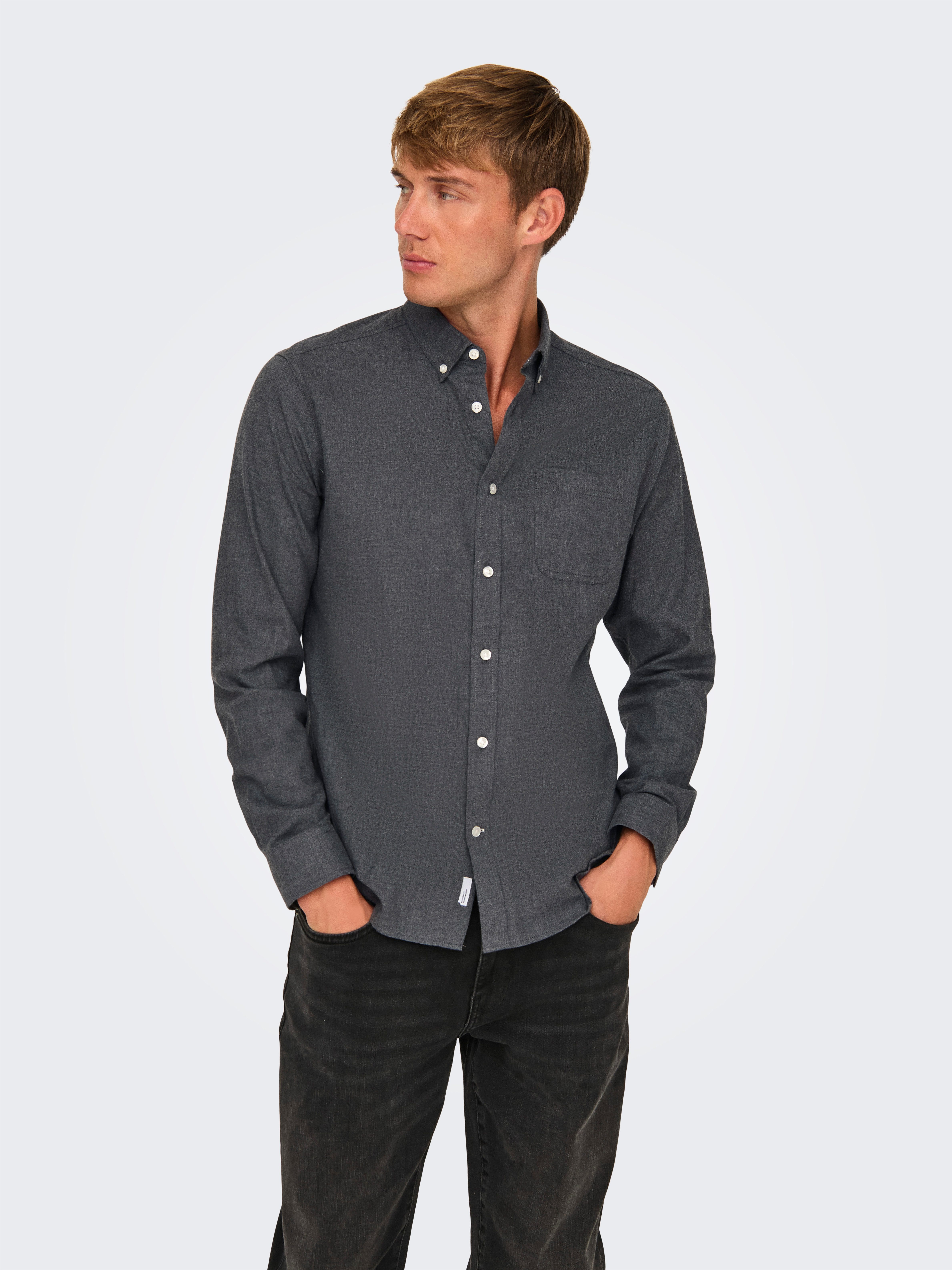 ONLY & SONS Overhemd met lange mouwen ONSROAD LIFE REG MELANGE LS SHIRT NOOS