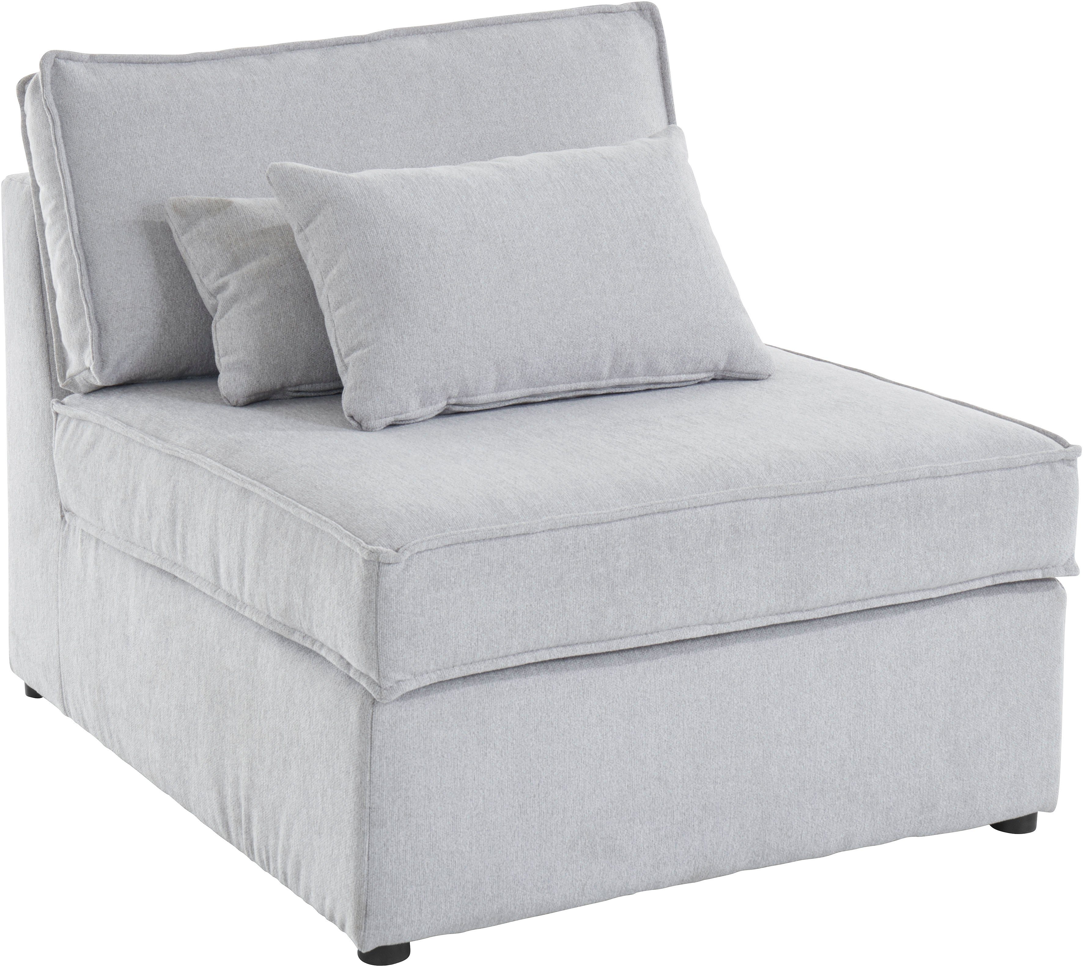 RAUM.ID Bank-middenelement Florid als deel van een modulaire bank, stevig zitcomfort, ook in cord