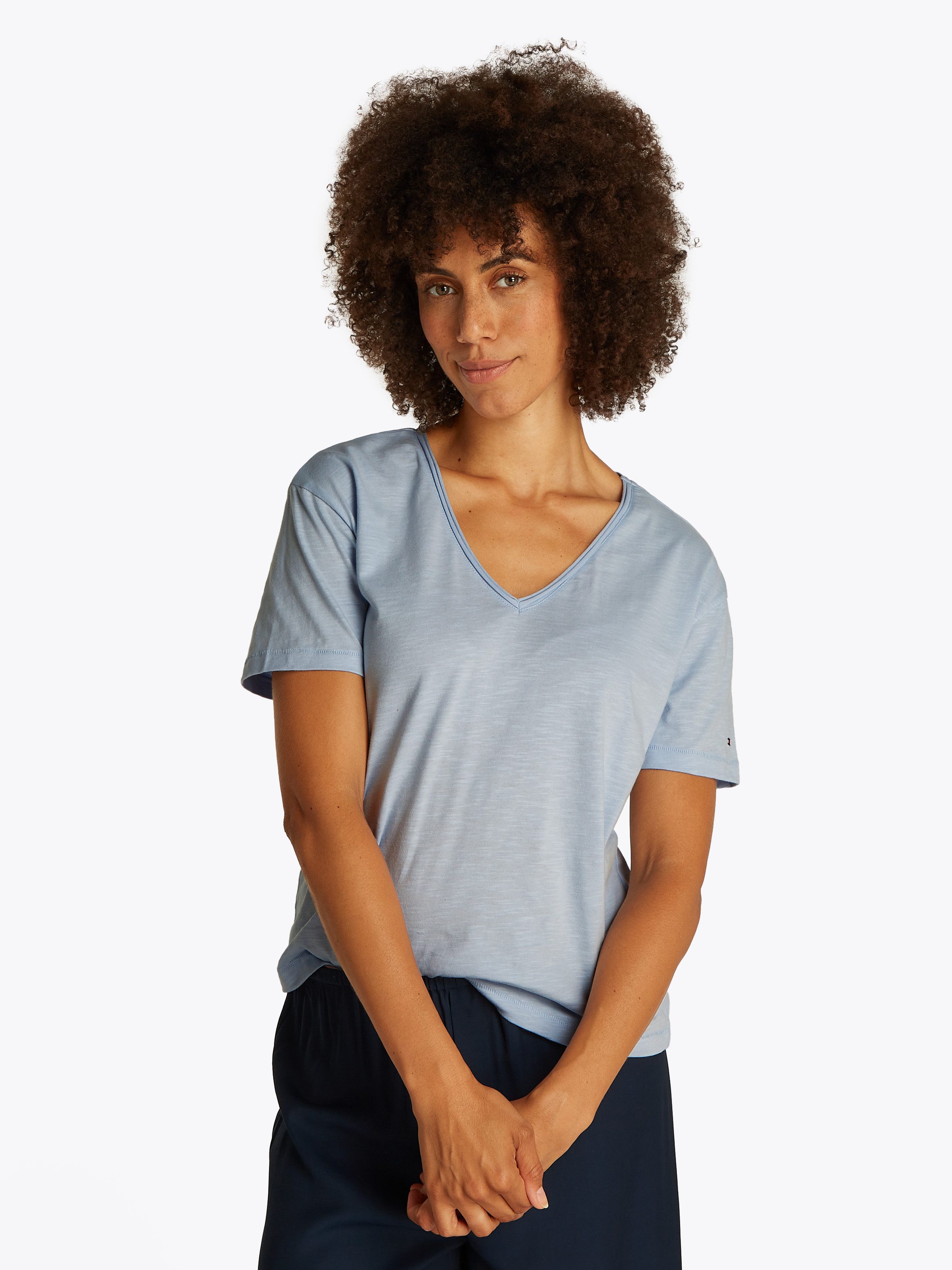 Tommy Hilfiger T-shirt SLUB CROP V-NK SS