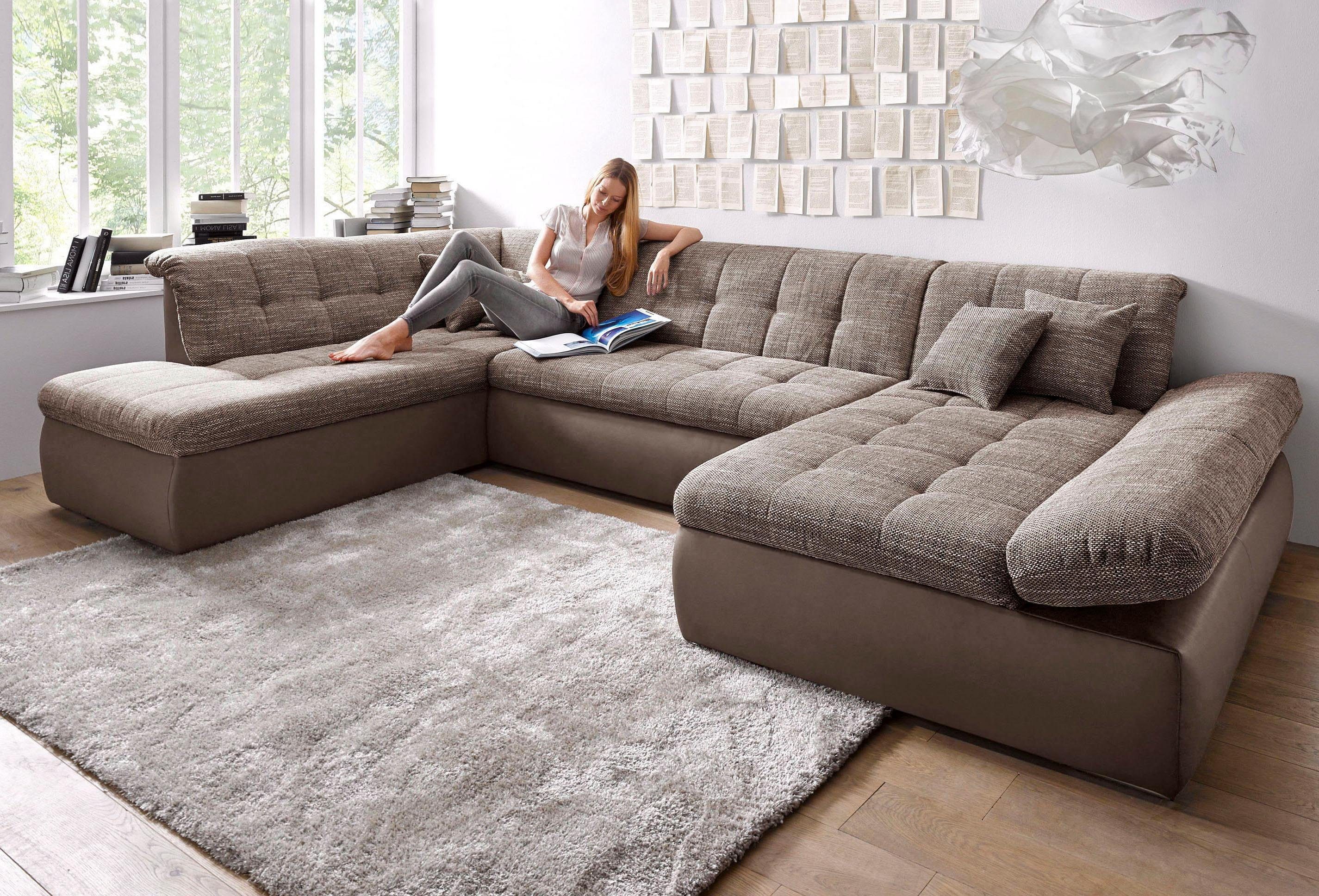 DOMO collection Zithoek Moric U-vorm ook in cord in xxl-formaat, naar keuze met slaapfunctie en verstelbare armleuning bruin, zithoeken, Récamier
