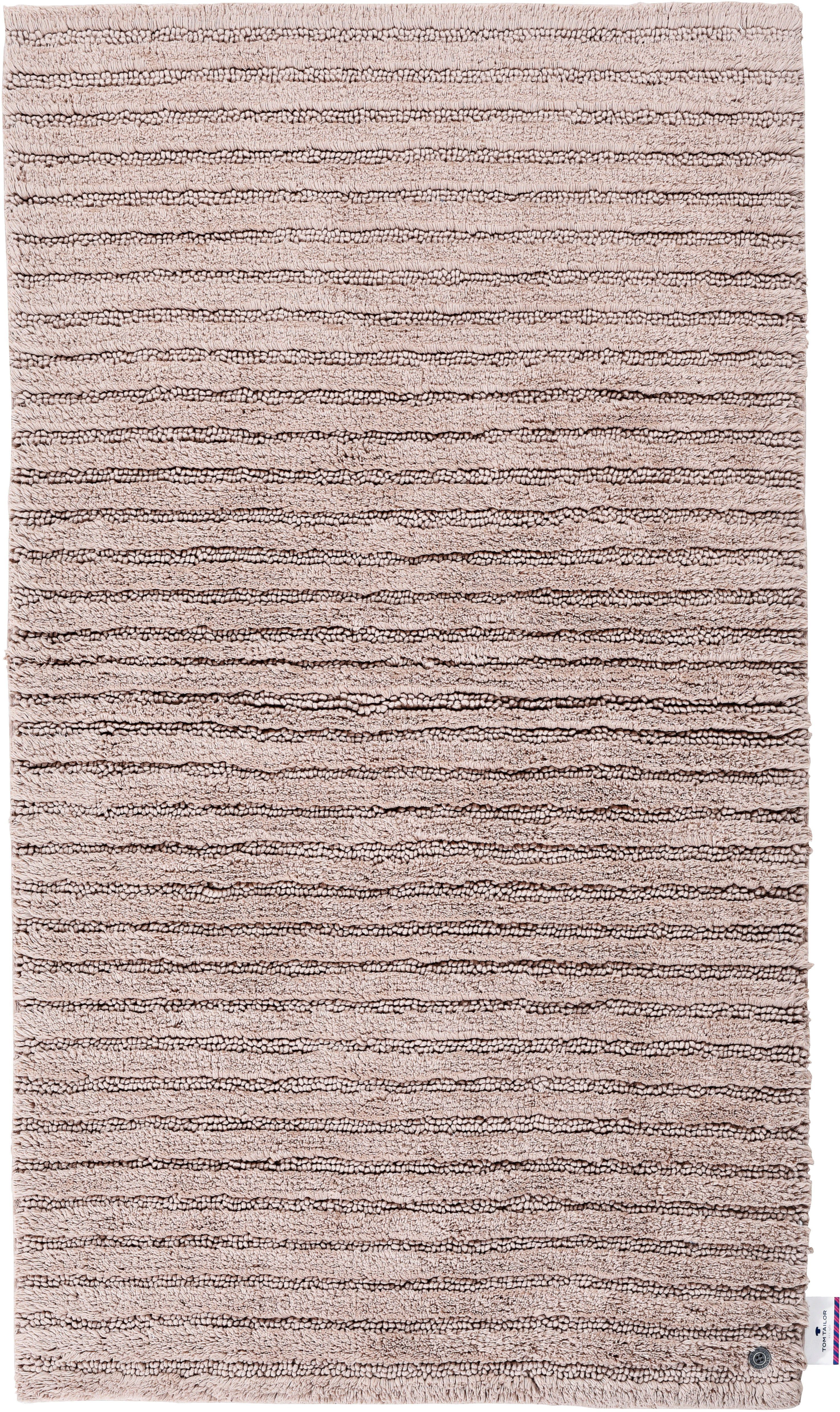 TOM TAILOR HOME Badmat Cotton Stripes Unikleurig, gestreept, puur katoen, reliëfeffect (1 stuk)