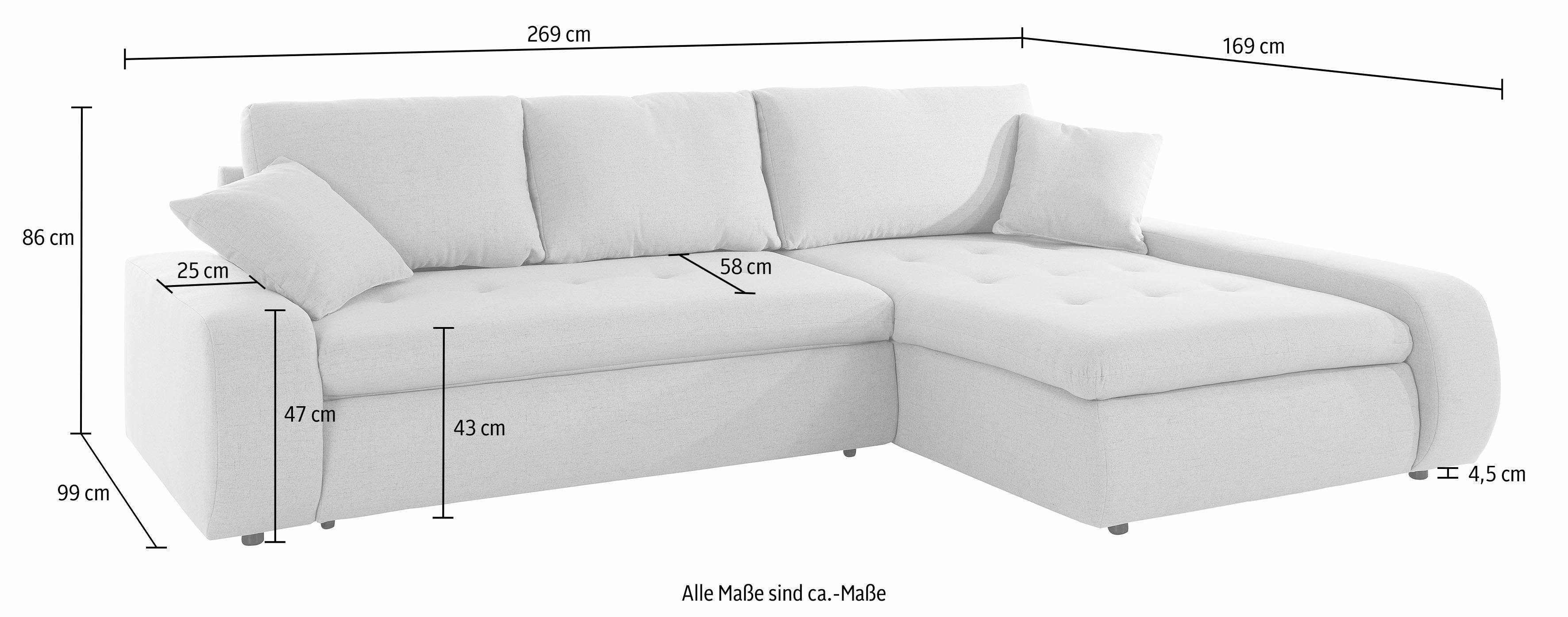 TRENDMANUFAKTUR Hoekbank Indie II, geweldige afwerking, comfortabel en aangenaam om op te zitten