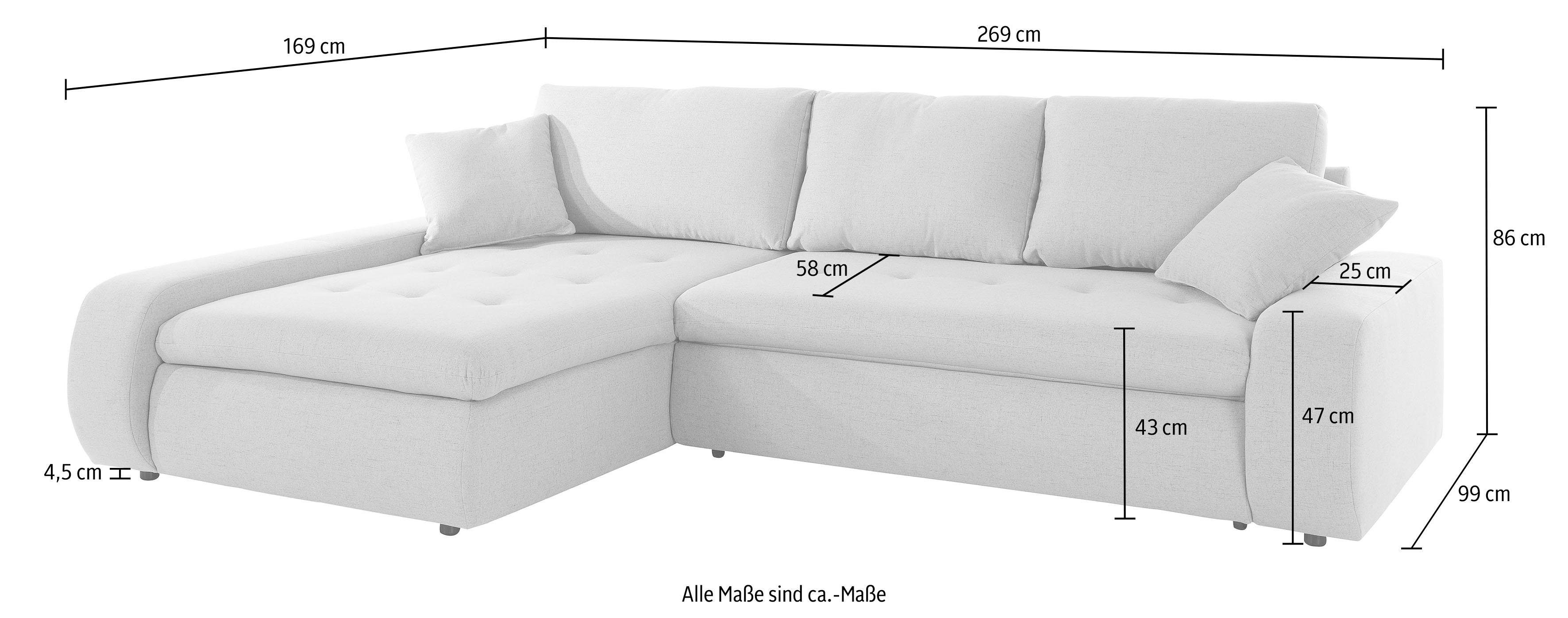 TRENDMANUFAKTUR Hoekbank Indie II, geweldige afwerking, comfortabel en aangenaam om op te zitten