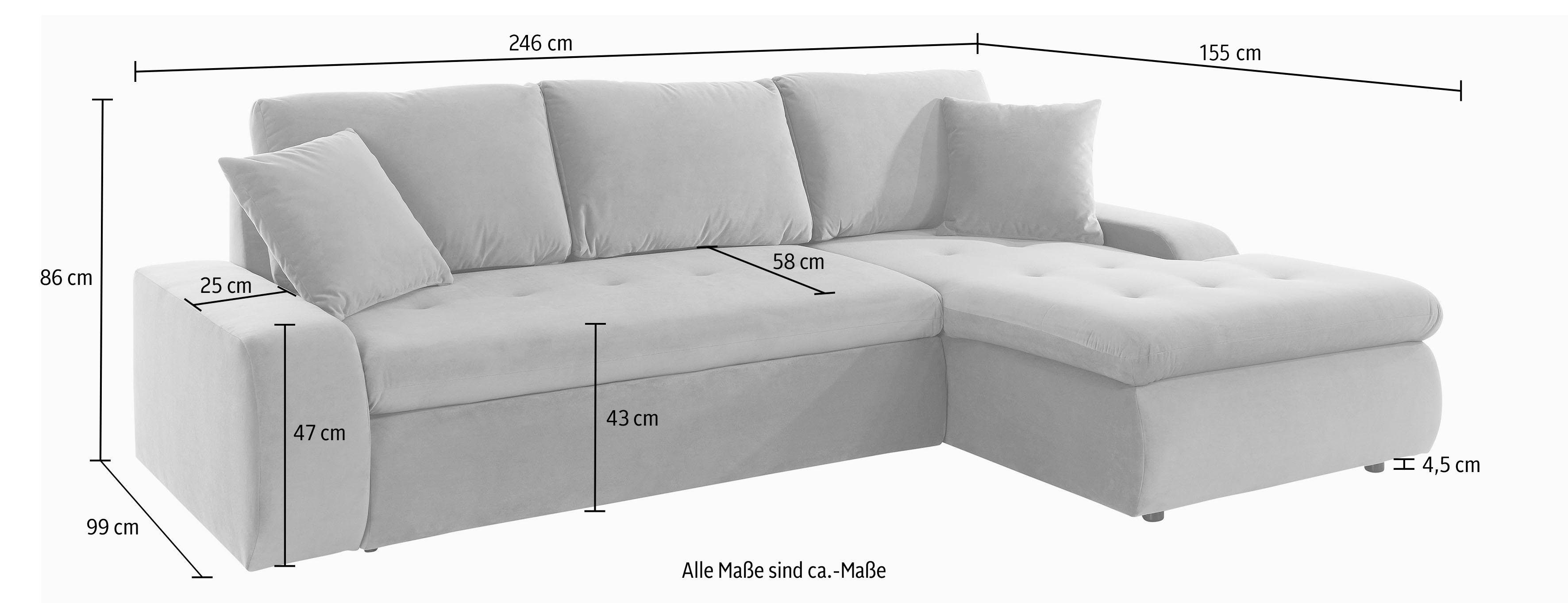 TRENDMANUFAKTUR Hoekbank Indie II, geweldige afwerking, comfortabel en aangenaam om op te zitten