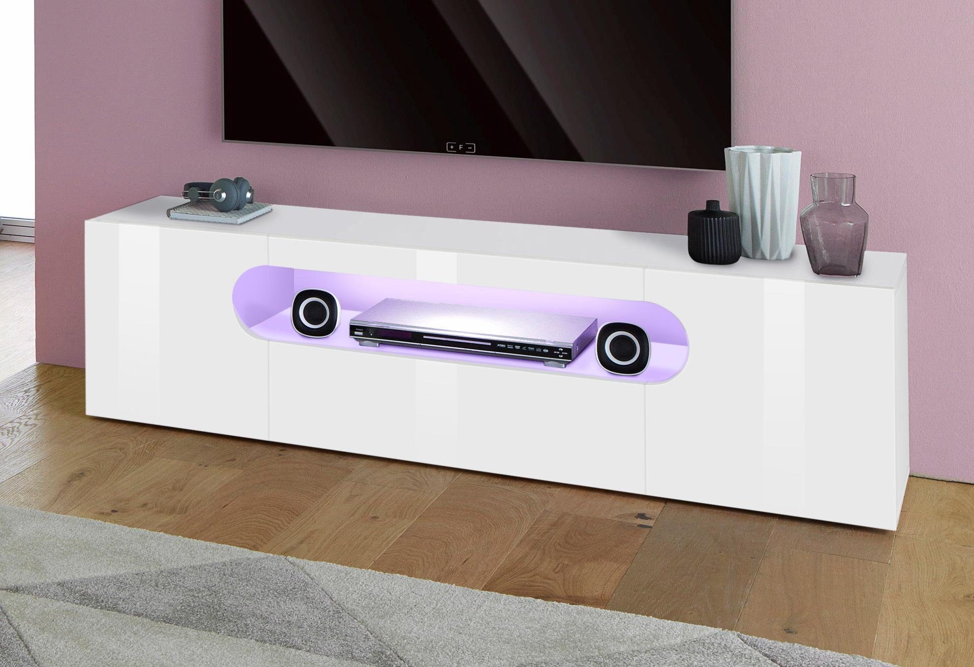 INOSIGN Tv-meubel Real, lowboard, TV-meubel, TV-meubels, breedte 150 compleet hoogglans gelakt lowboards maat 150x40x41 cm wit