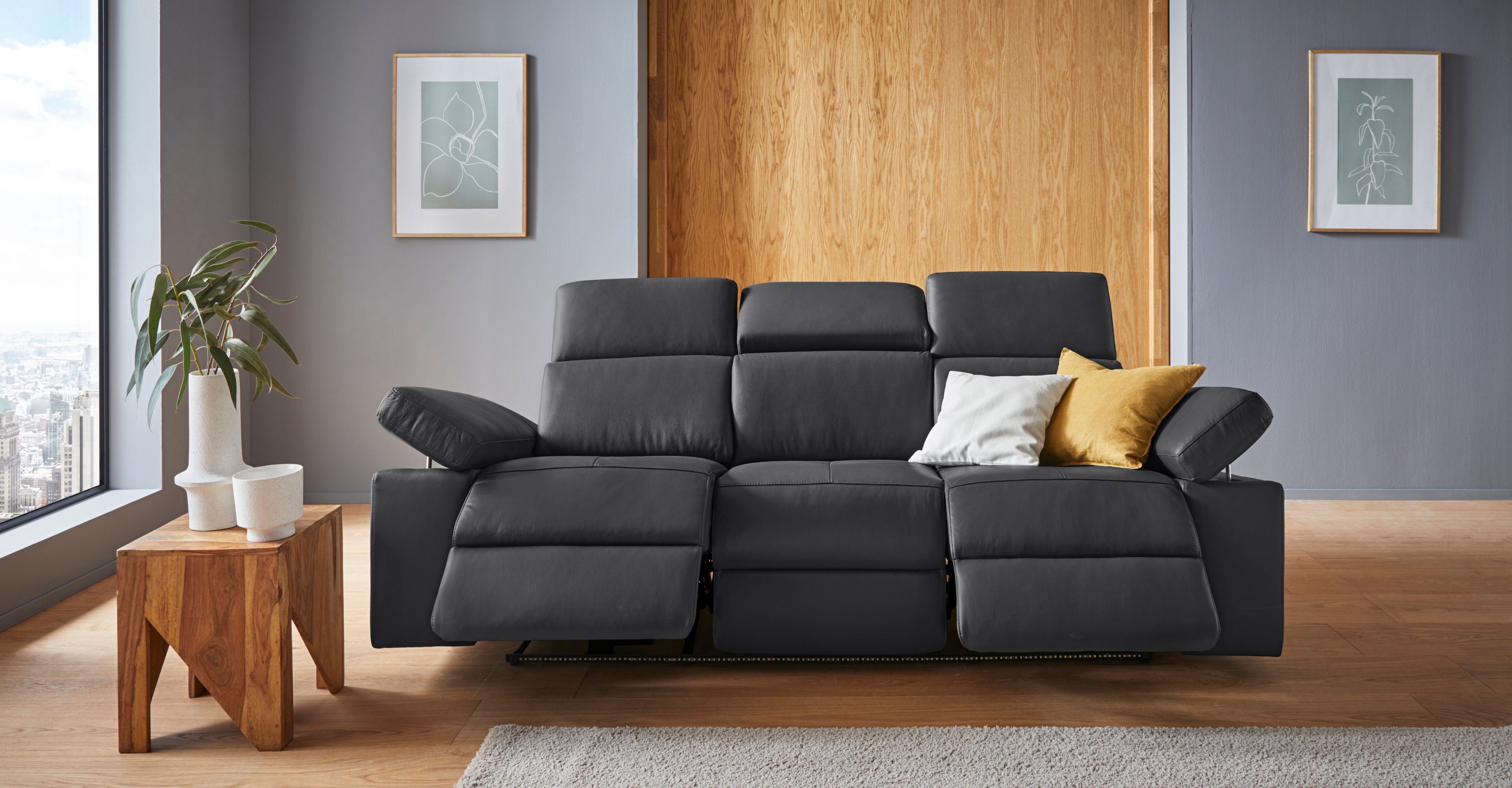 Places of Style 3-zitsbank Kilado met 2x relaxfunctie, verstelbare armleuning, verstelbare hoofdsteun