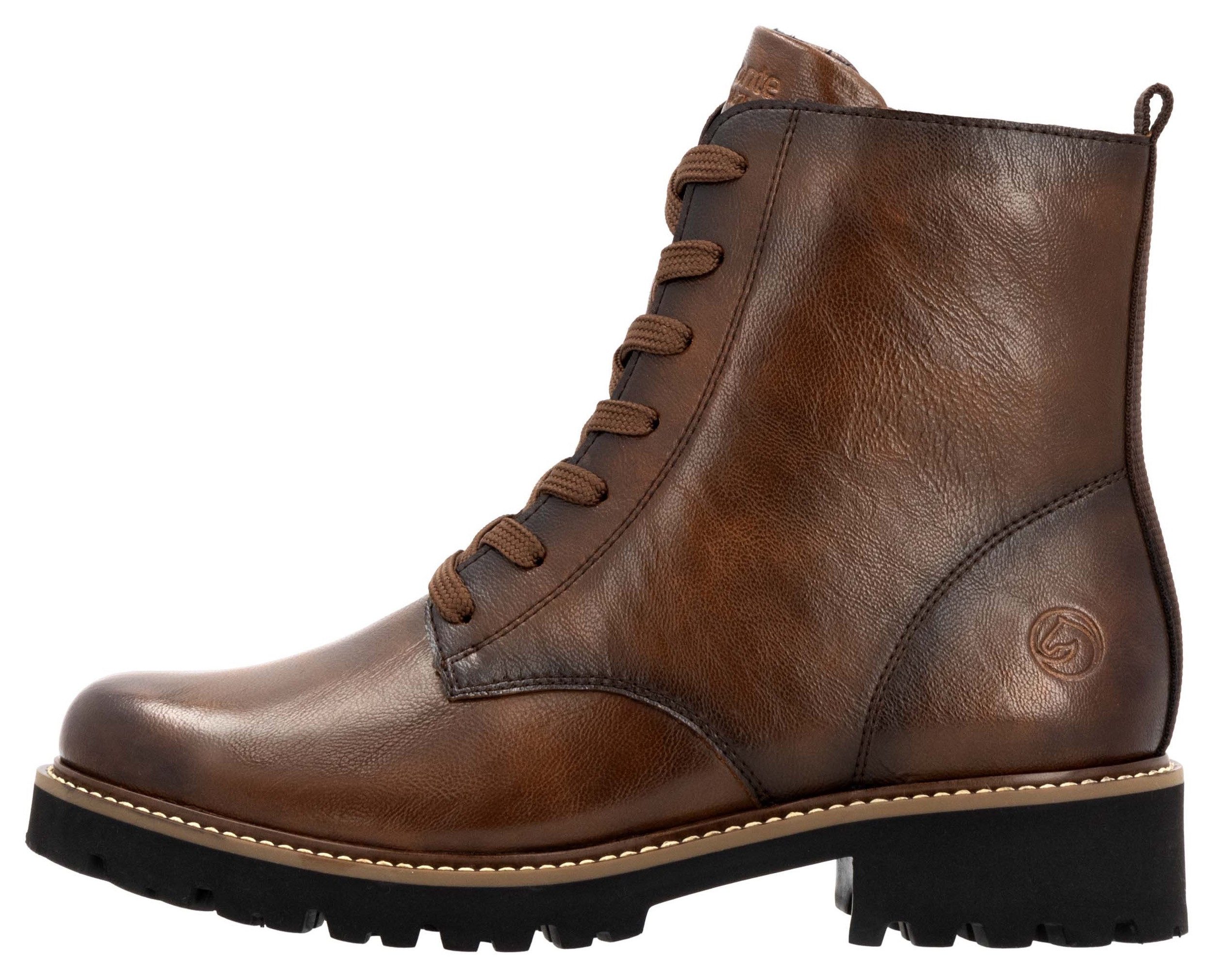 Remonte Veterschoenen blokhak, veterschoen, enkellaars in used look