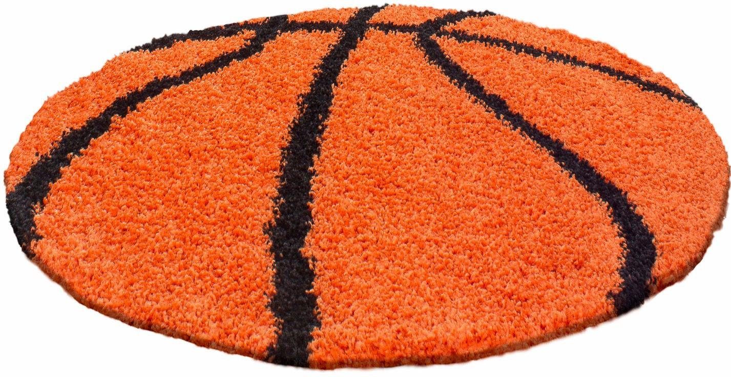 Ayyildiz Teppiche Kindervloerkleed Fun 6002 Motief basketbal, kinder- en tienerkamer speelkleden maat Ø 100 cm x 30 mm oranje