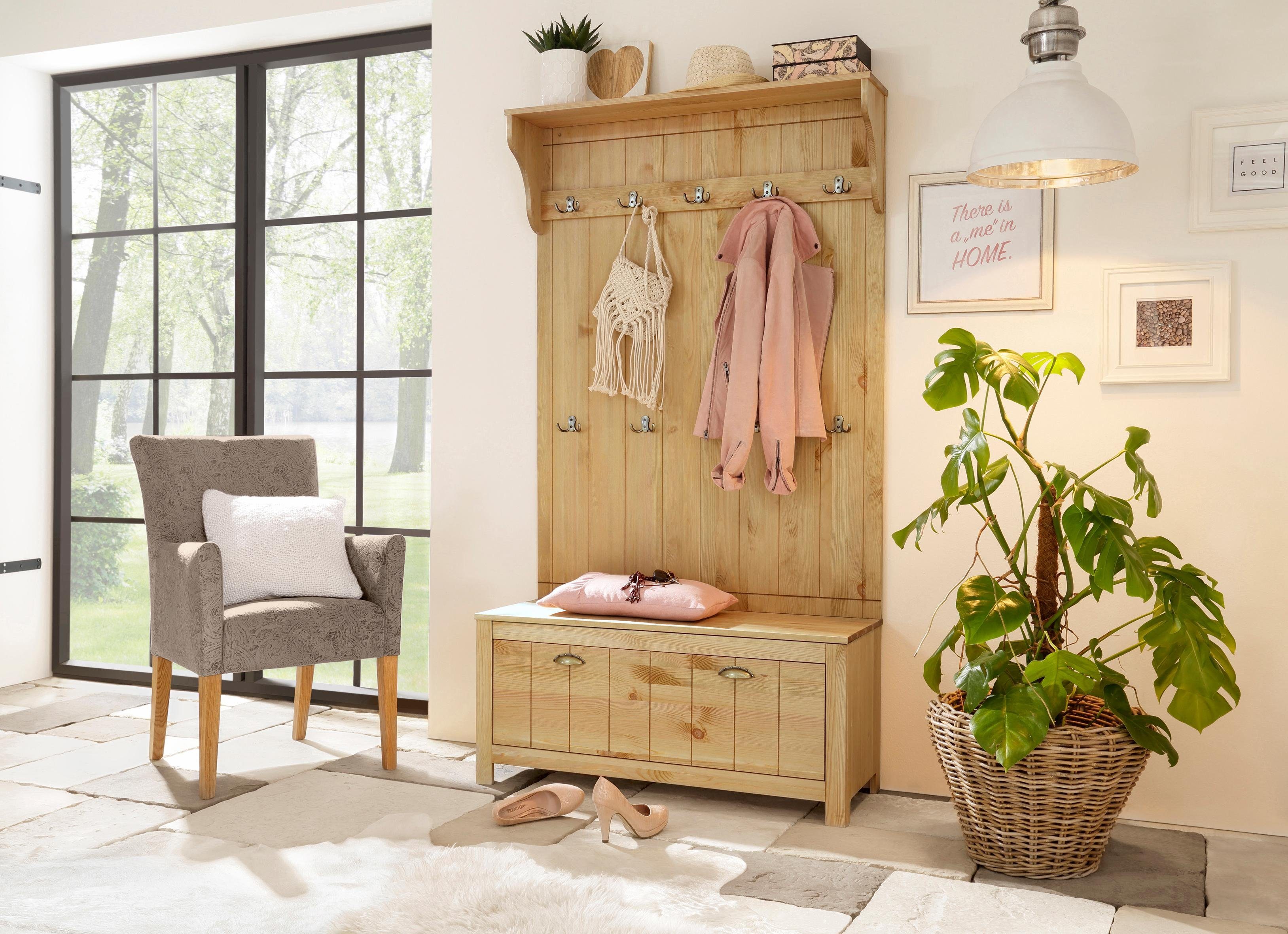 Home affaire Eetkamerstoel Queen Polsterstoel BESTSELLER verschillende type bekleding, massief houten onderstel (set)