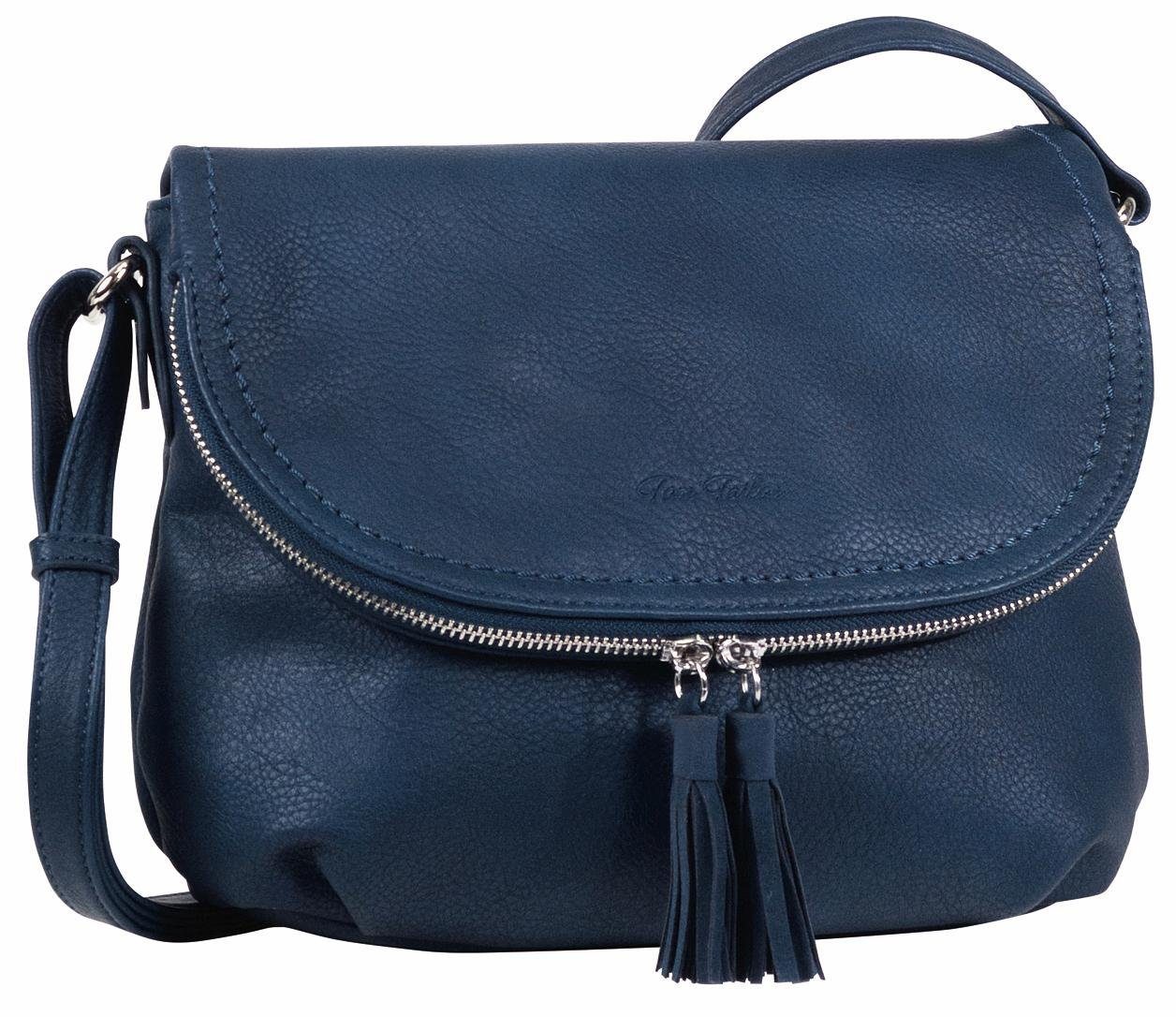 Tom Tailor Schoudertas LARY crossbody bag met modieuze kwasten aan de rits dames schoudertassen maat 29 x 23 x 7 cm blauw