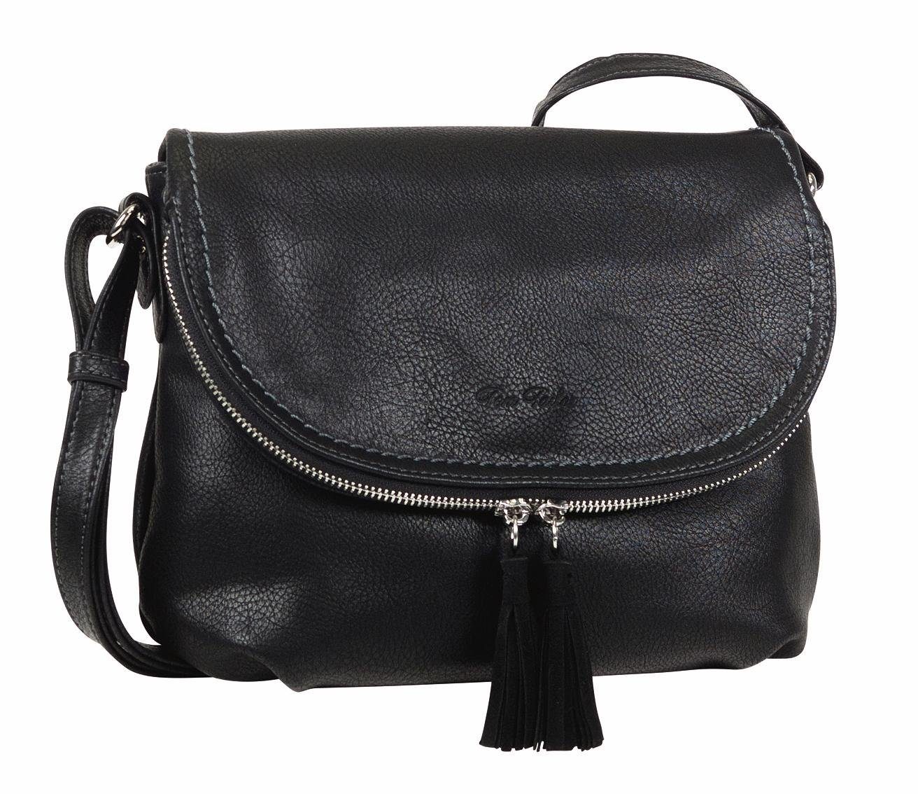 Tom Tailor Schoudertas LARY crossbody bag met modieuze kwasten aan de rits dames schoudertassen maat 29 x 23 x 7 cm zwart