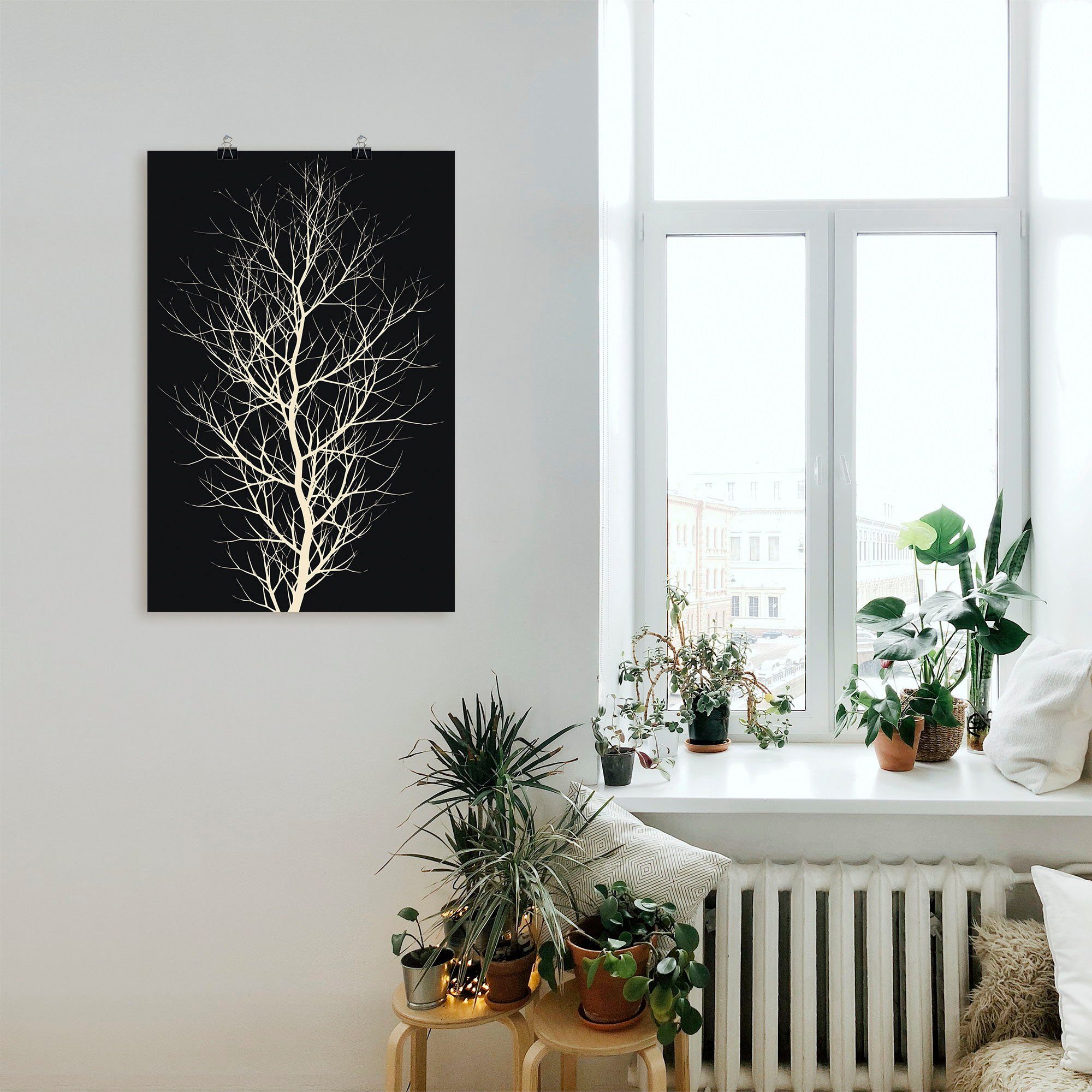 Artland Poster De zwarte boom als artprint van aluminium, artprint op linnen, muursticker of poster in verschillende maten