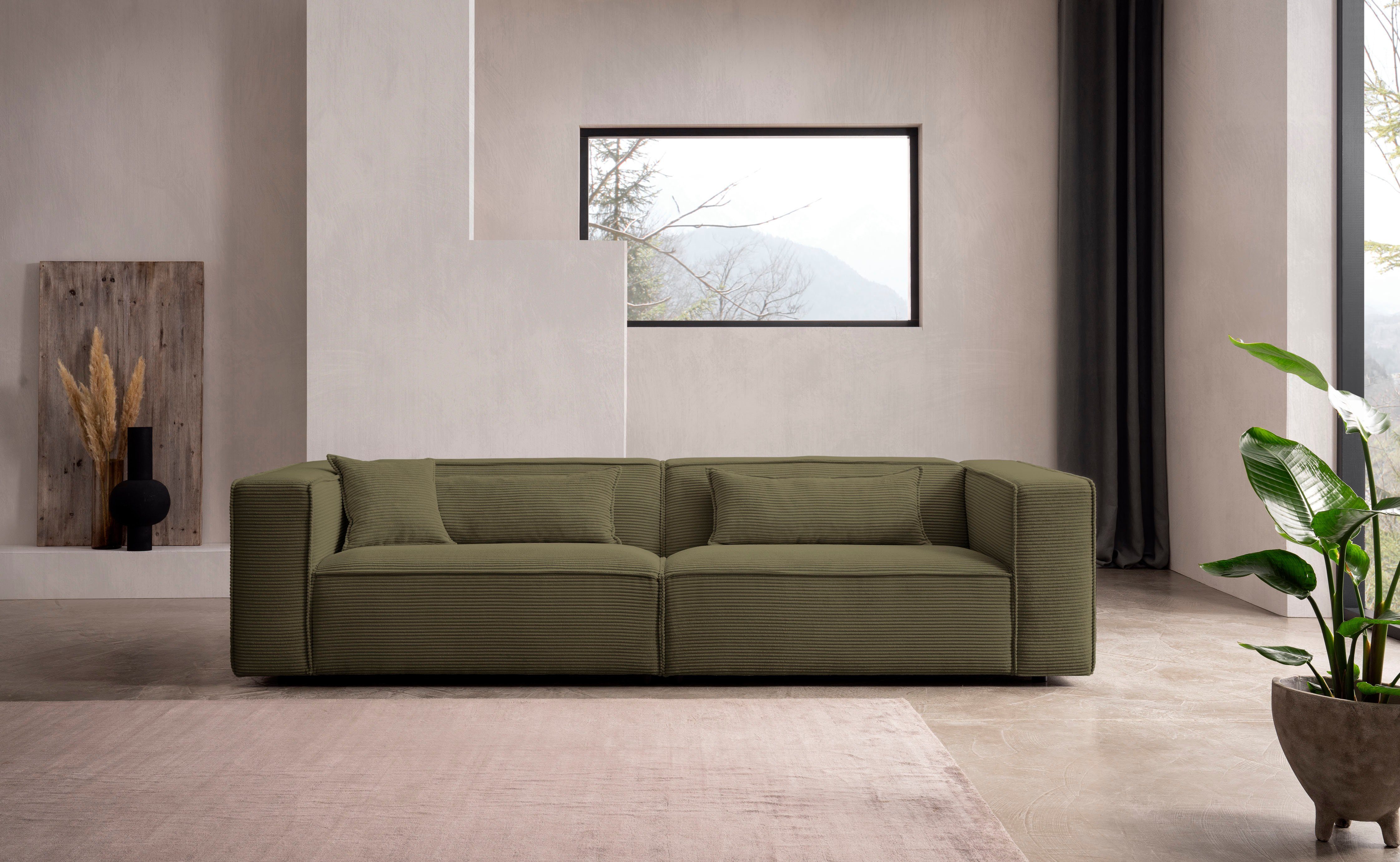 LeGer Home by Lena Gercke 3-zitsbank PIARA, bank met biesnaad, sofa in cord of linnenlook