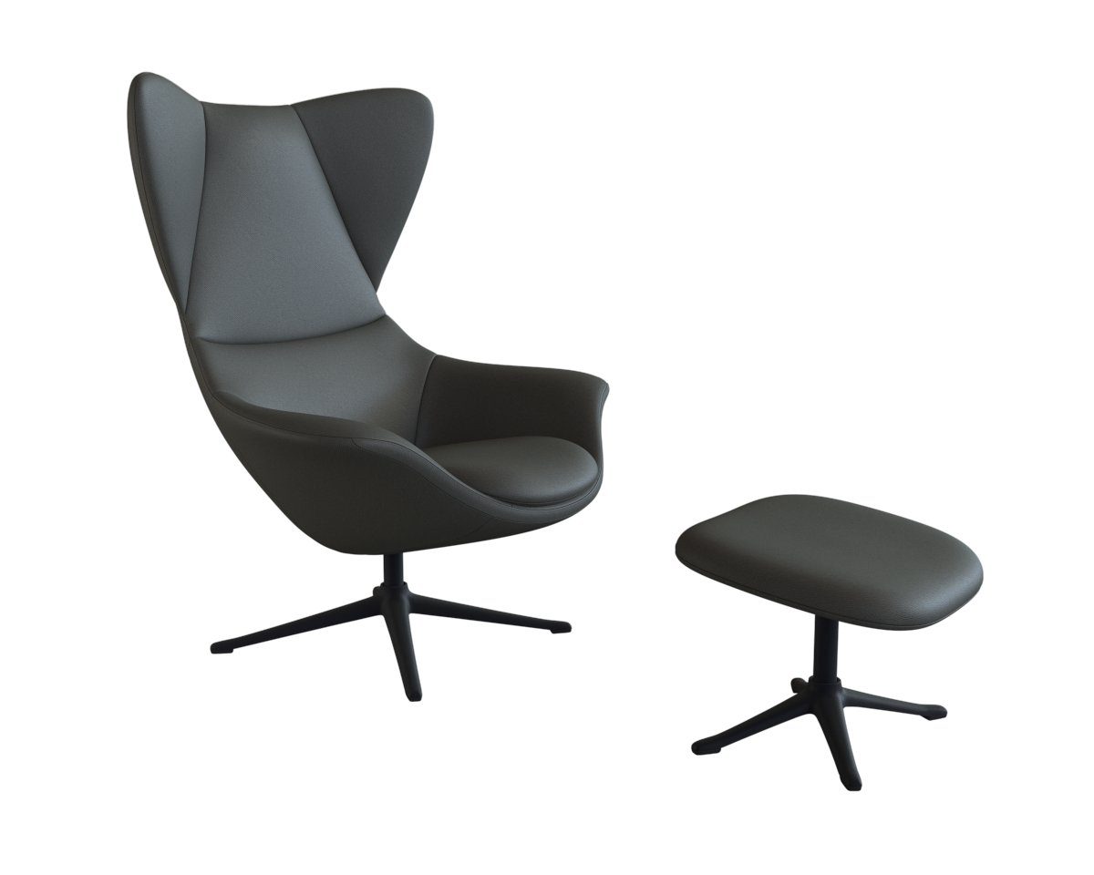 FLEXLUX Oorfauteuil Stilo relaxstoel, TV-stoel Solitaire, stijlicoon, draaibaar, zwarte poot
