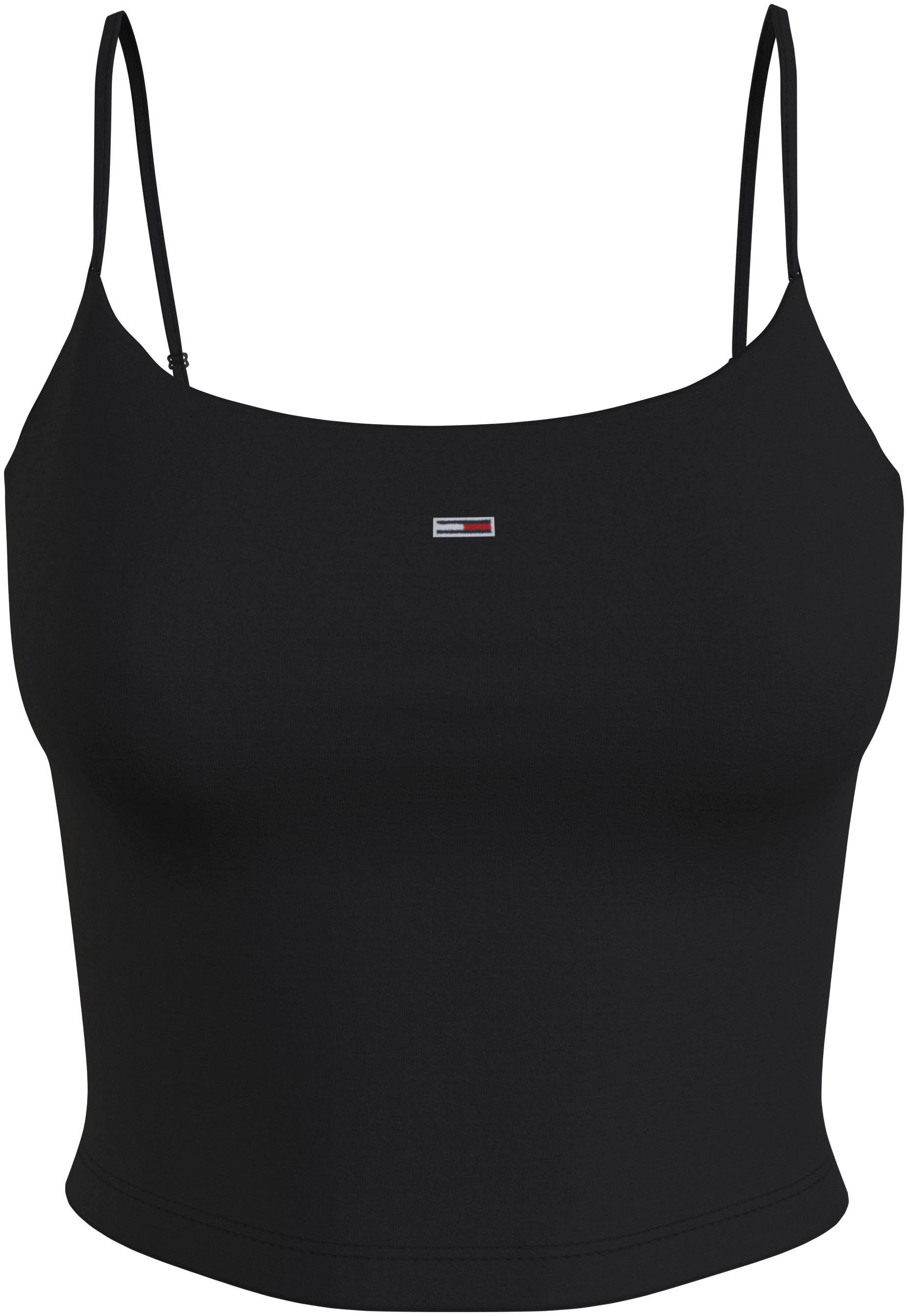 TOMMY JEANS Top met spaghettibandjes Crop Essential Strap Tank Top, kort met verstelbare spaghettibandjes merklogo
