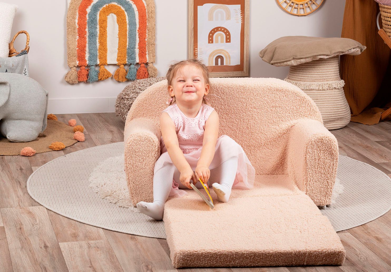 Knorrtoys® Bank Soft, plush beige voor kinderen, made in europe