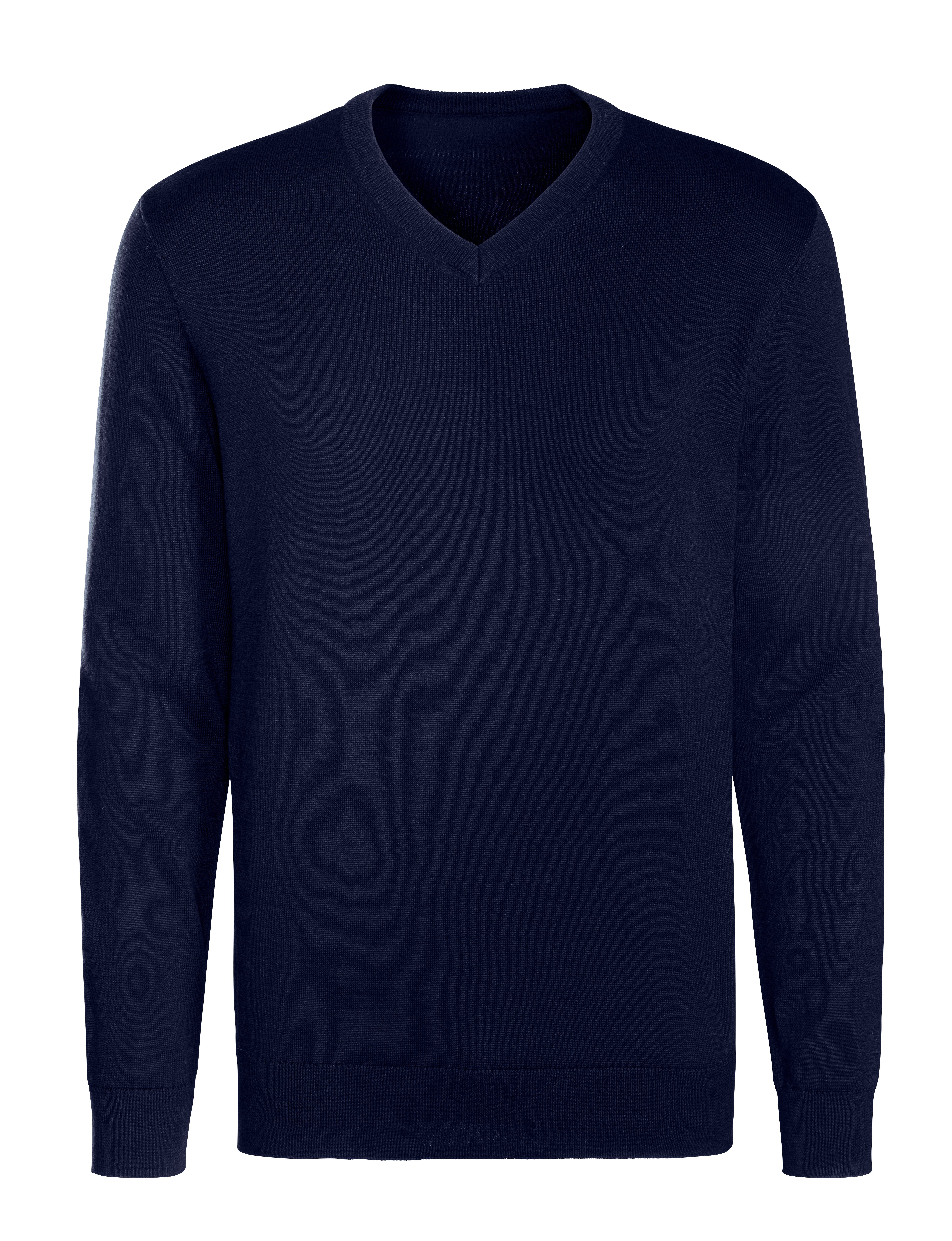 H.I.S Gebreide trui met v-hals, pullover van fijn breiwerk, katoenmix
