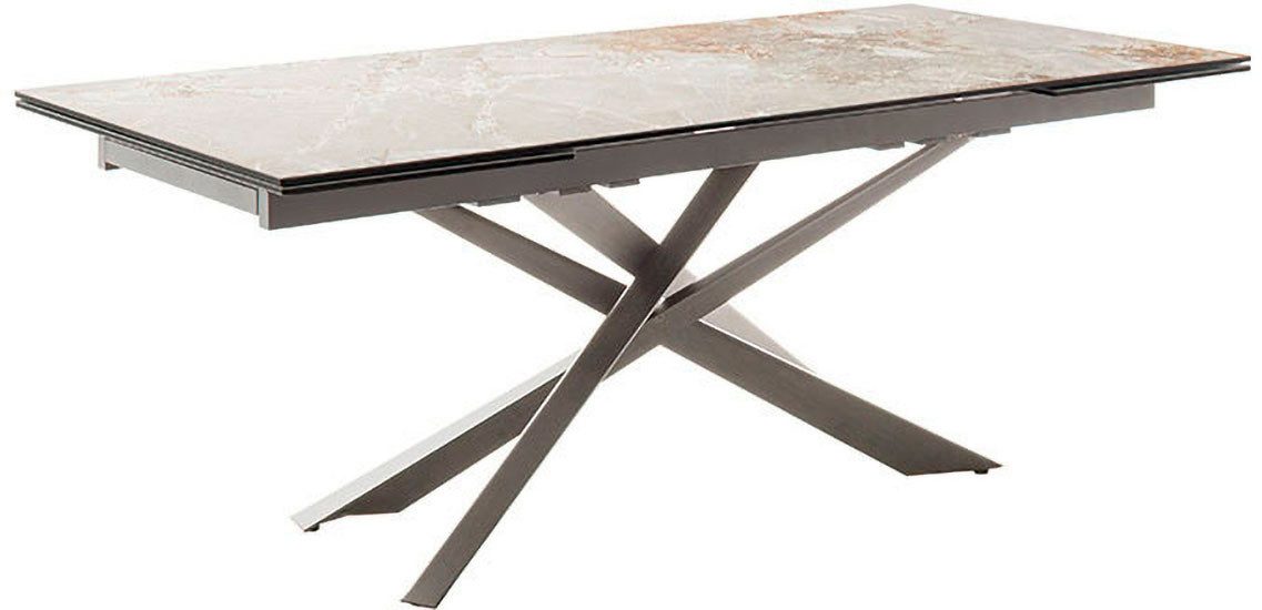 MCA furniture Eettafel TESERO uitschuifbare tafel 200-300 cm Keramiek, roestvrij staal, marmer-look, uittrekbaar, belastbaar tot 100 kg, 10-12 personen
