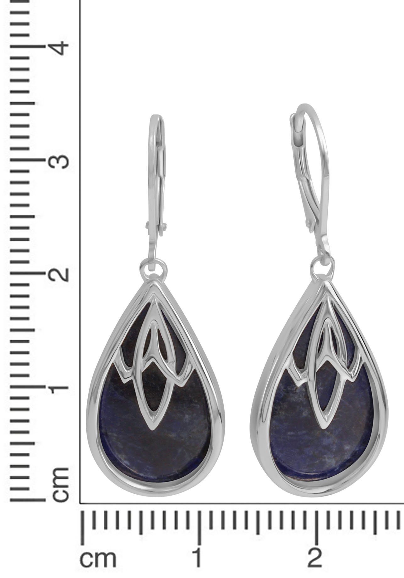 Firetti Paar oorhangers Sieraad cadeau zilver 925 oorbellen patentbeugel edelsteen sodaliet