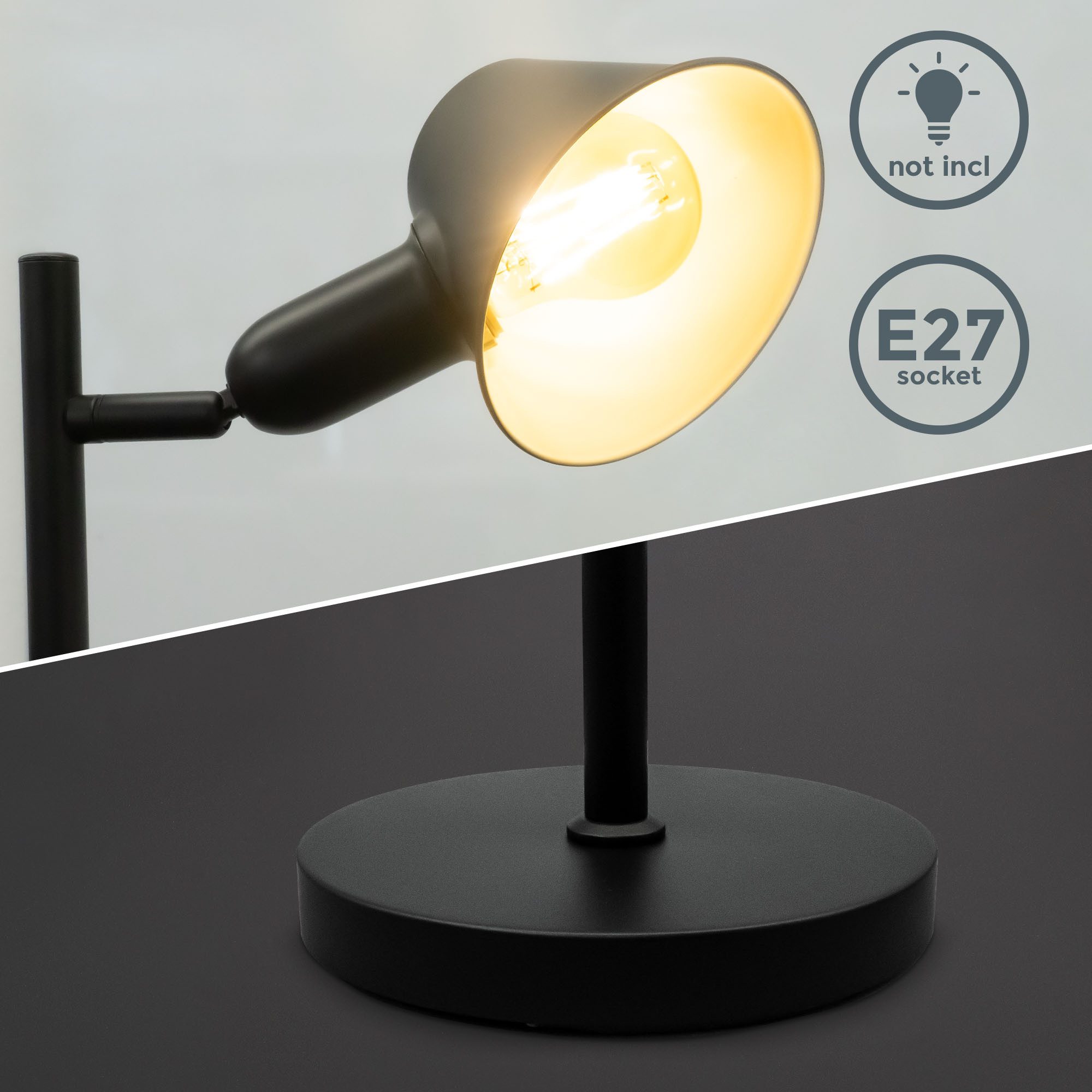 B.K.Licht Staande lamp Design vloerlamp, incl. dubbele schakelaar (1 stuk)