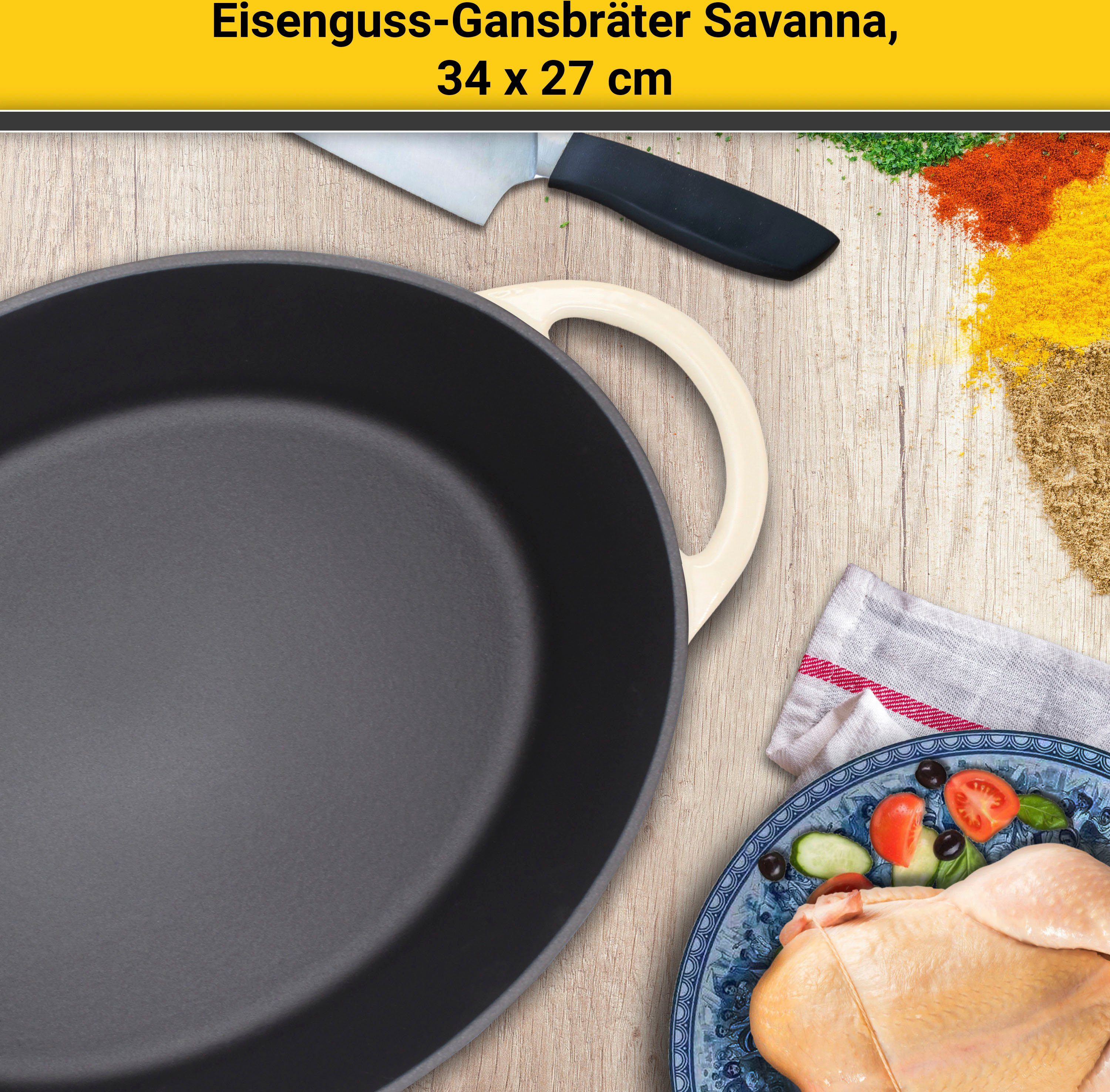 Krüger Braadpan Gietijzeren ganzenbraadpan met deksel SAVANNA, 34 x 27 x 12,5 cm (1-delig)