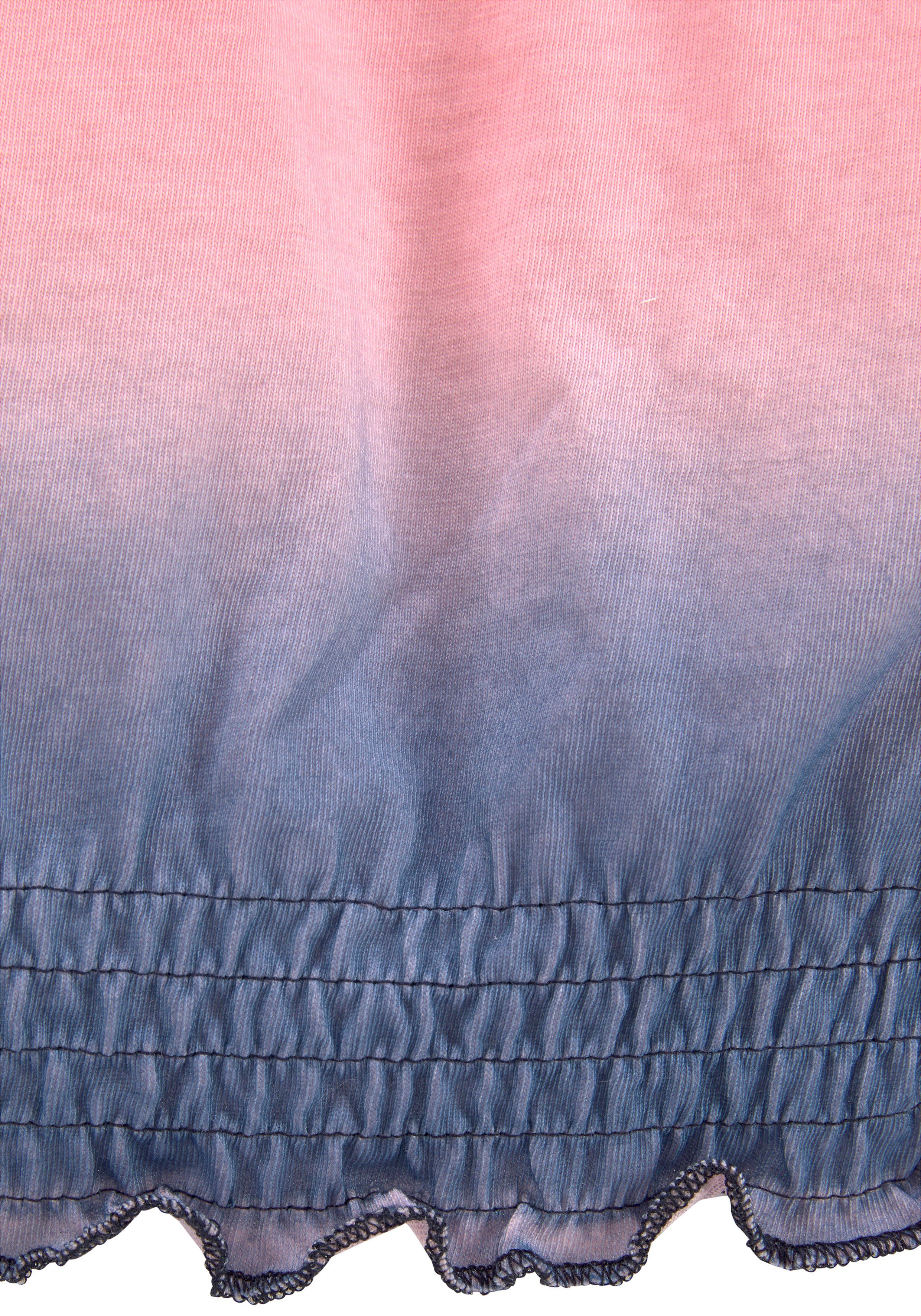 KangaROOS Shirt met 3/4-mouwen 3/4-mouw, heuplange pasvorm, batikpatroon, ronde hals