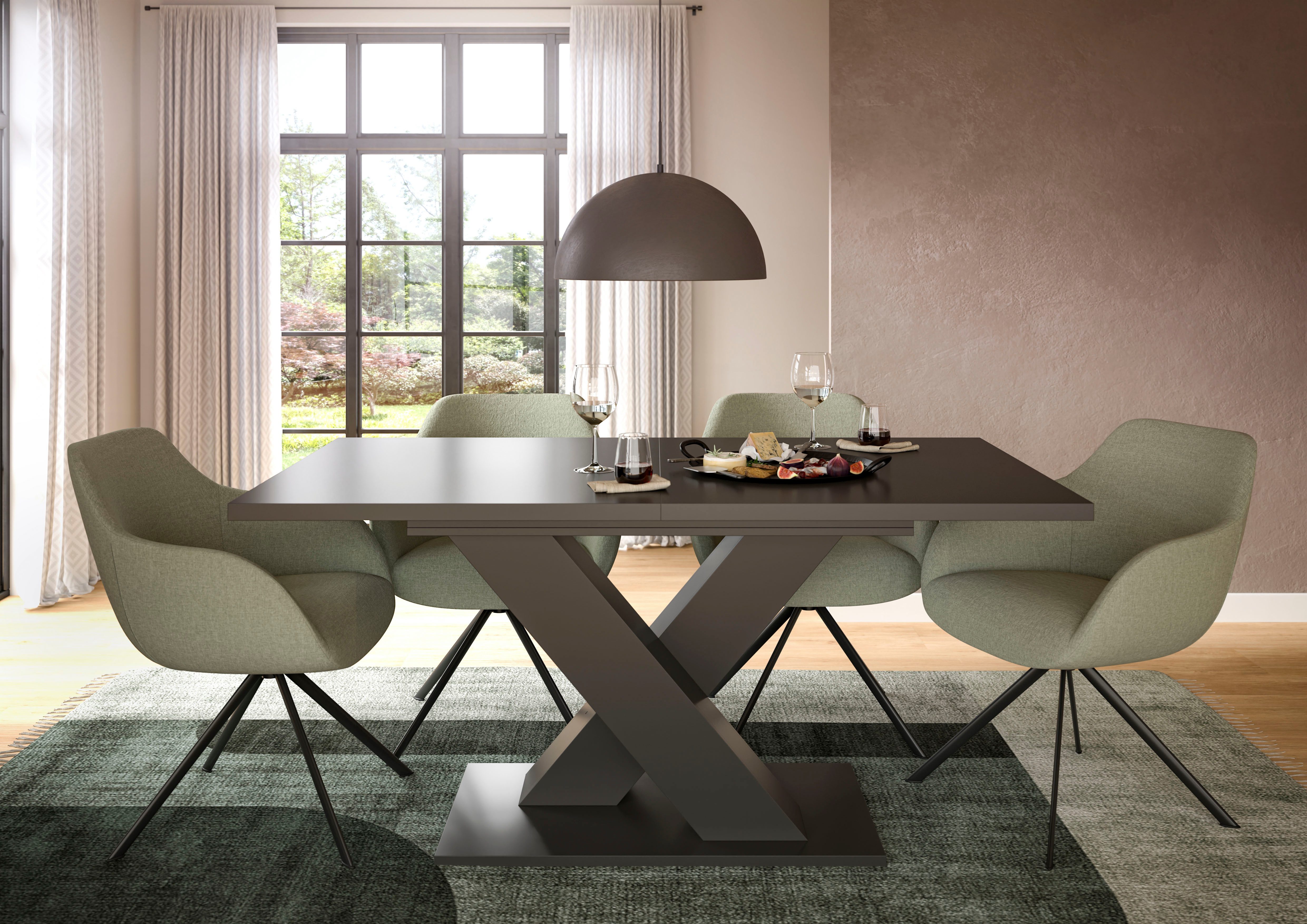 INOSIGN Eettafel Motus, uitschuifbaar 150 - 190 cm, inclusief 40 cm inlegplaat