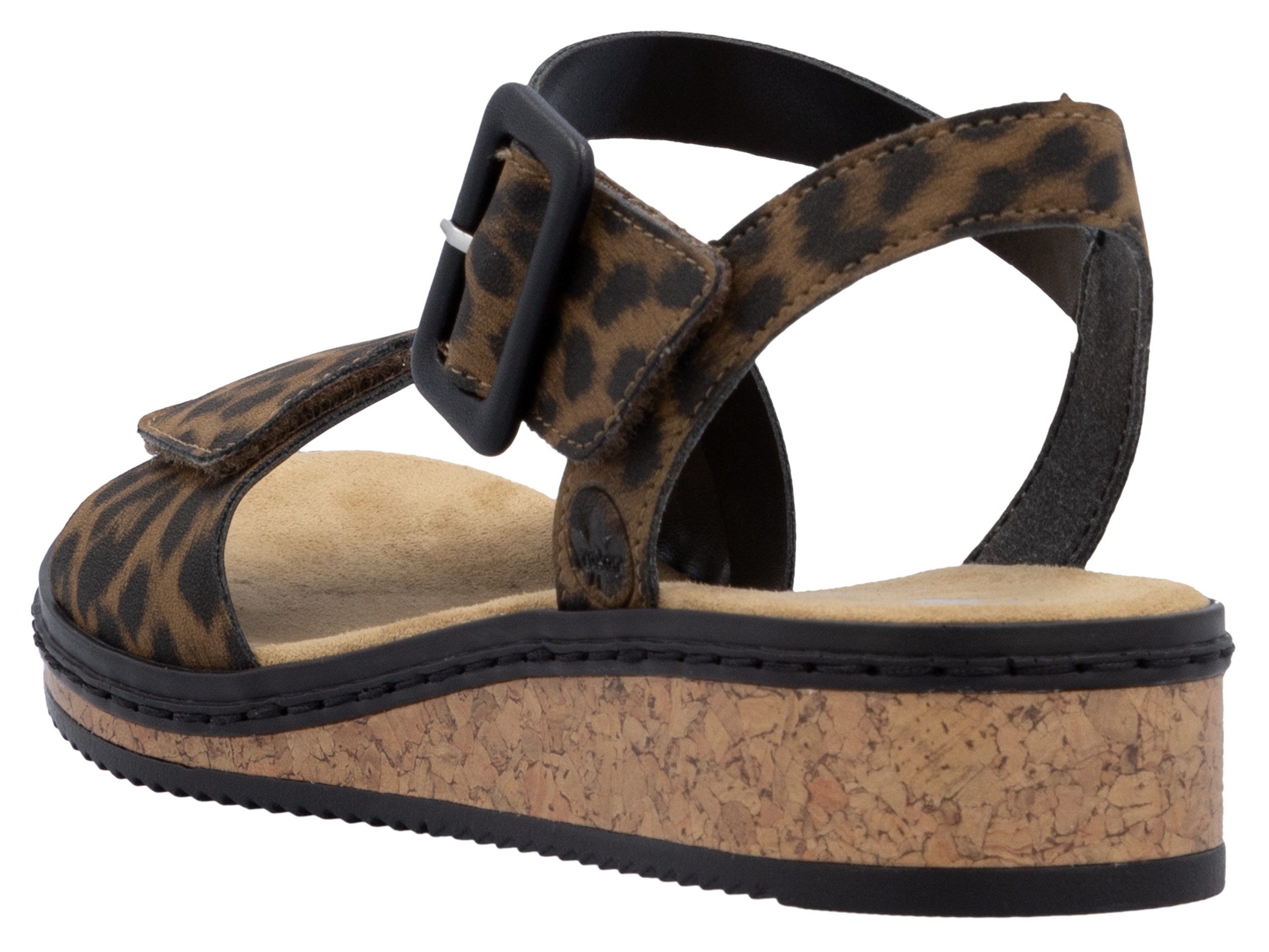 Rieker Sandalen zomerschoen, sandaal, sleehak, met asymmetrische bandjes