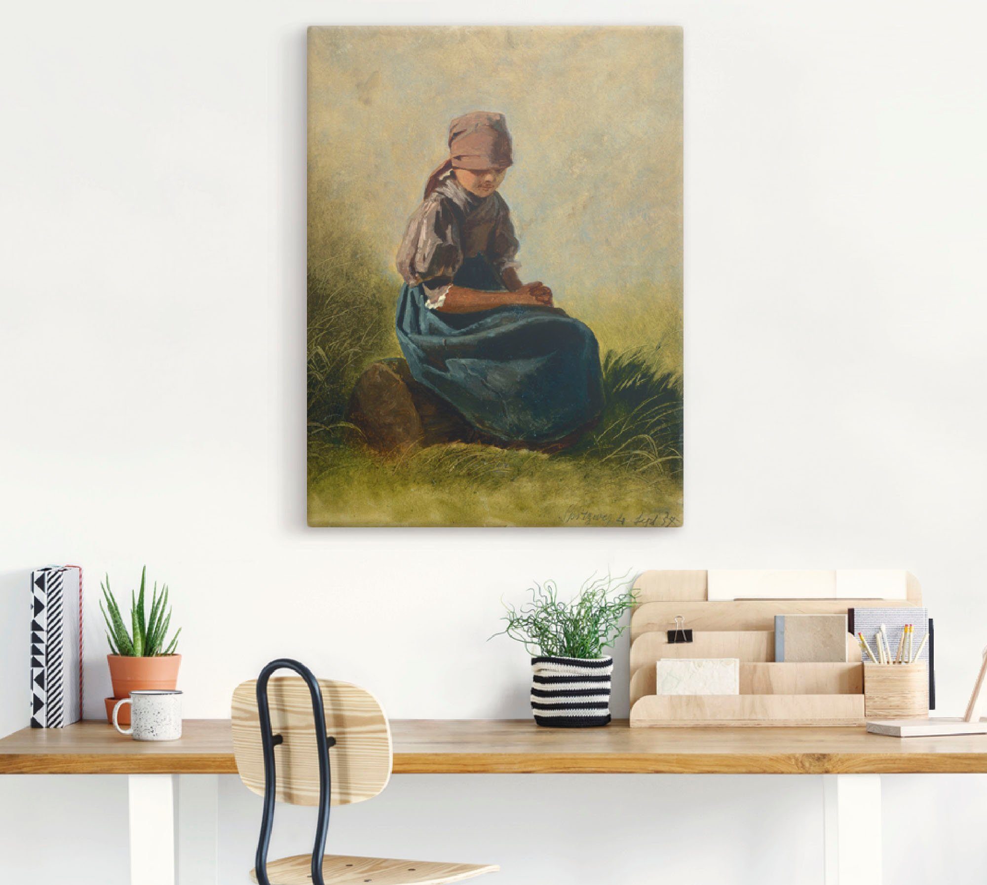 Artland Artprint Boeren meisje met gevouwen handen als artprint op linnen, muursticker of poster in verschillende maten