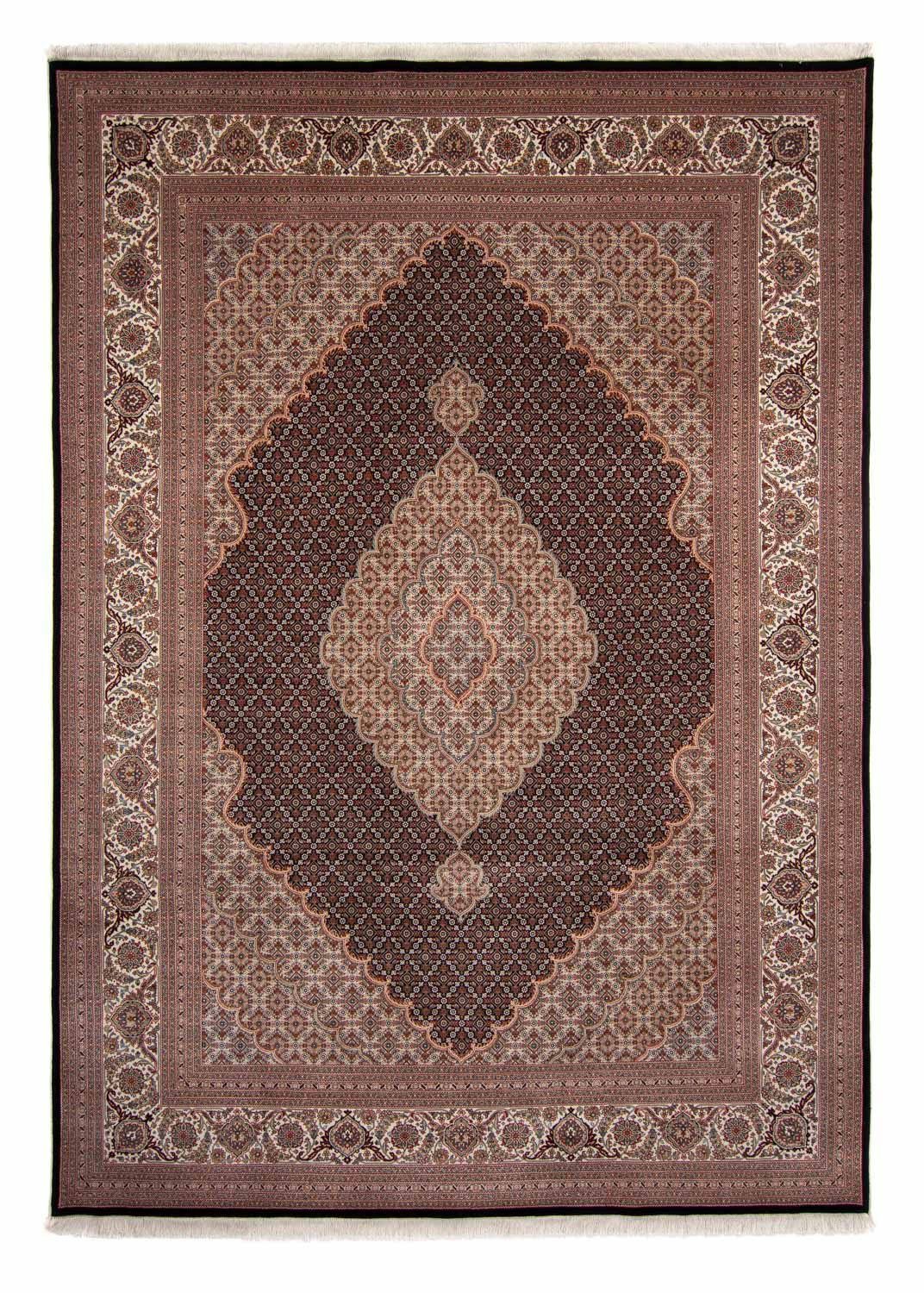 morgenland Hoogpolige loper Moud sterk gedessineerd beige 246 x 80 cm Handgeknoopt