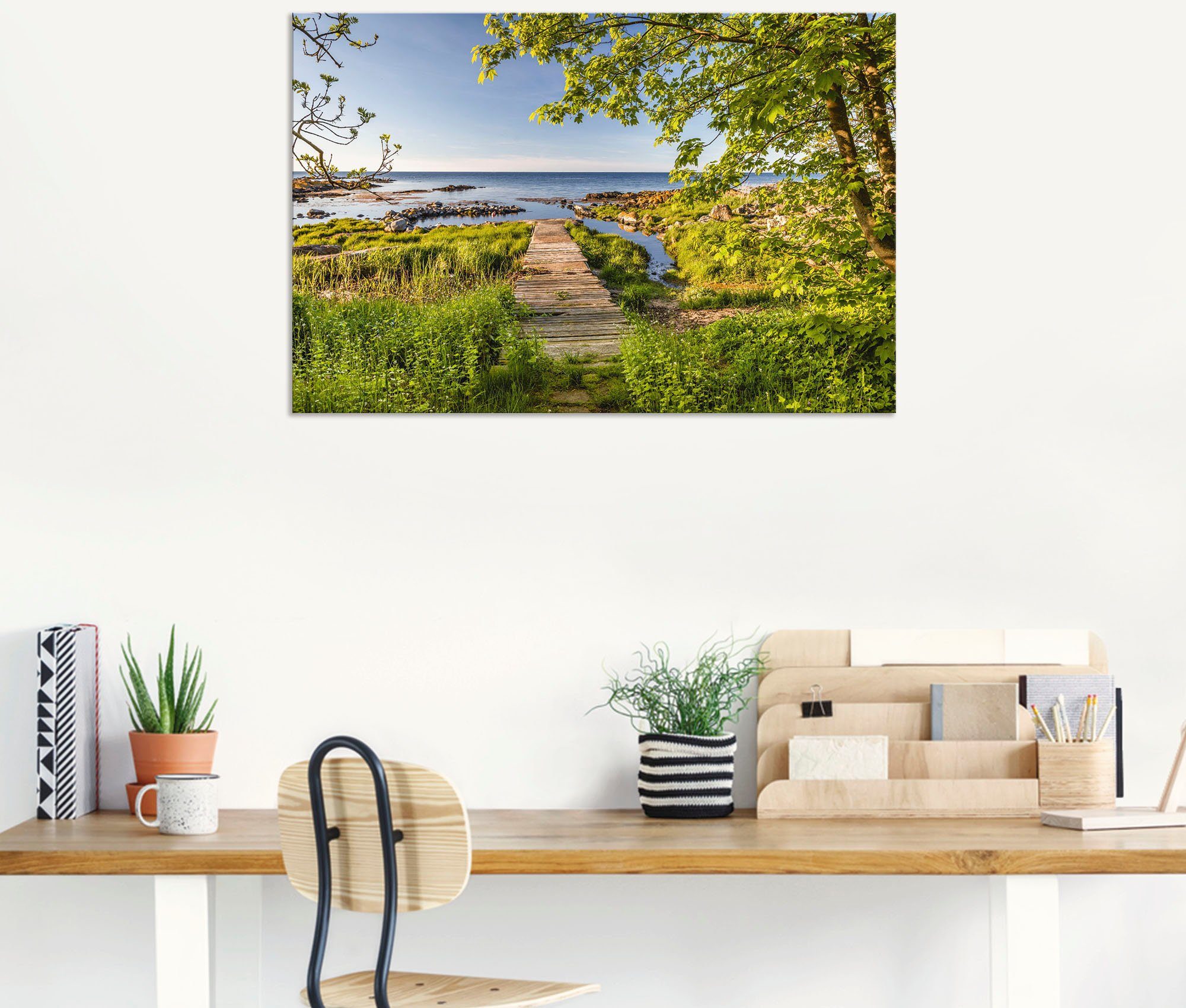 Artland Artprint De weg naar zee op Bornholm als artprint van aluminium, artprint op linnen, muursticker of poster in verschillende maten