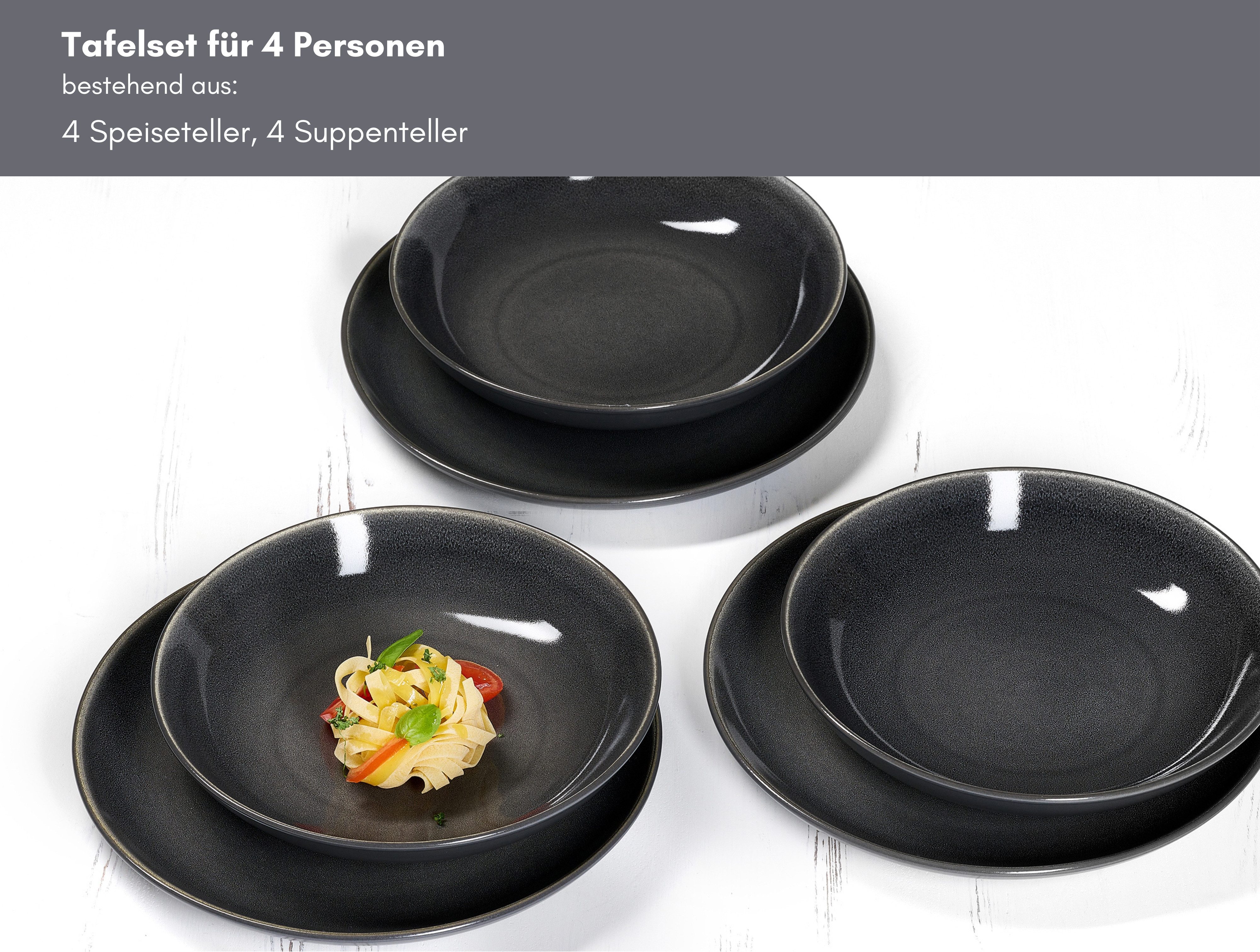 Ritzenhoff & Breker Eetservies Toledo Reactief glazuur, elk exemplaar is uniek (set, 8-delig)