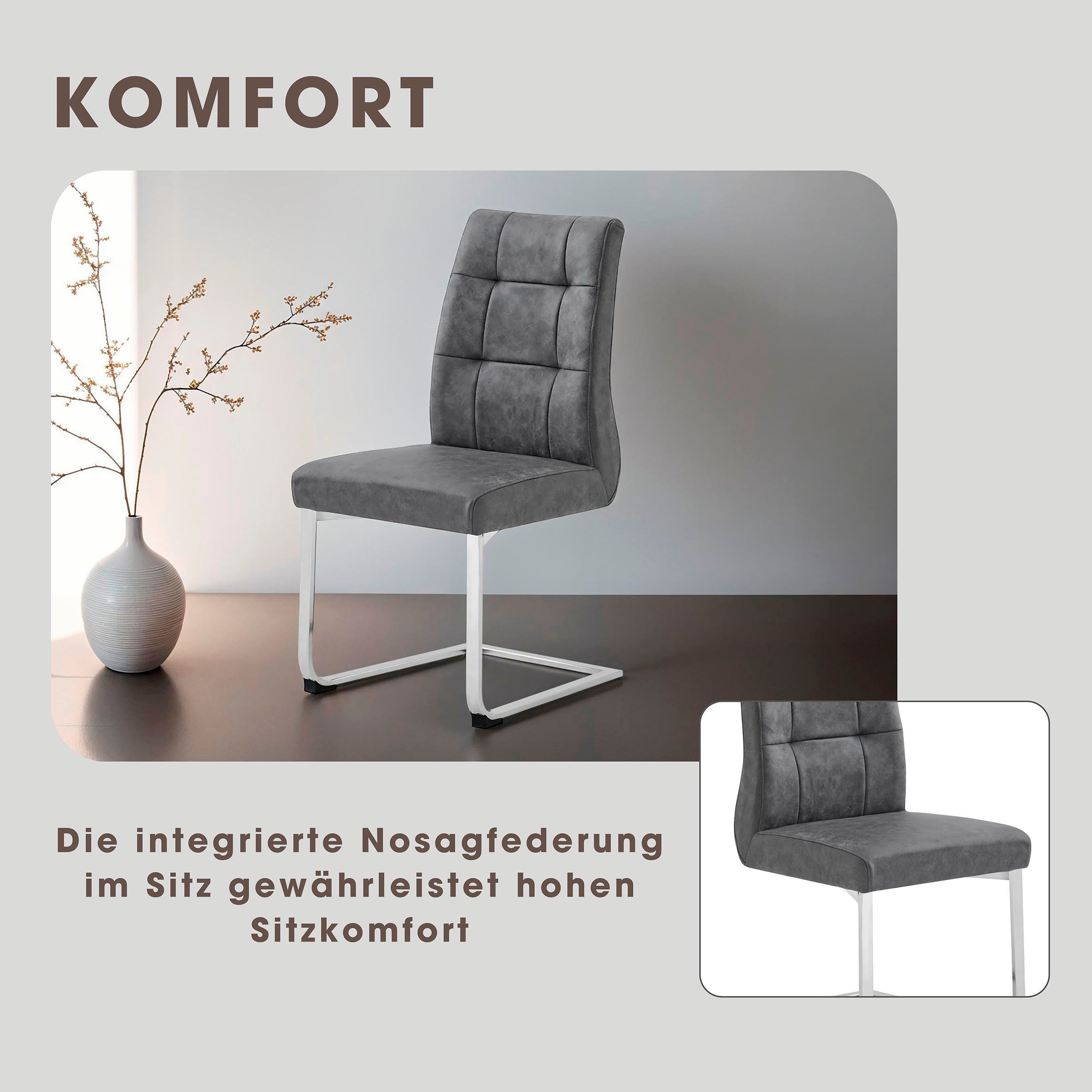 byLIVING Eetkamerstoel Marlen XXL belastbaar tot 150 kg, vintage bekleding, sledestoel (set, 2 stuks)