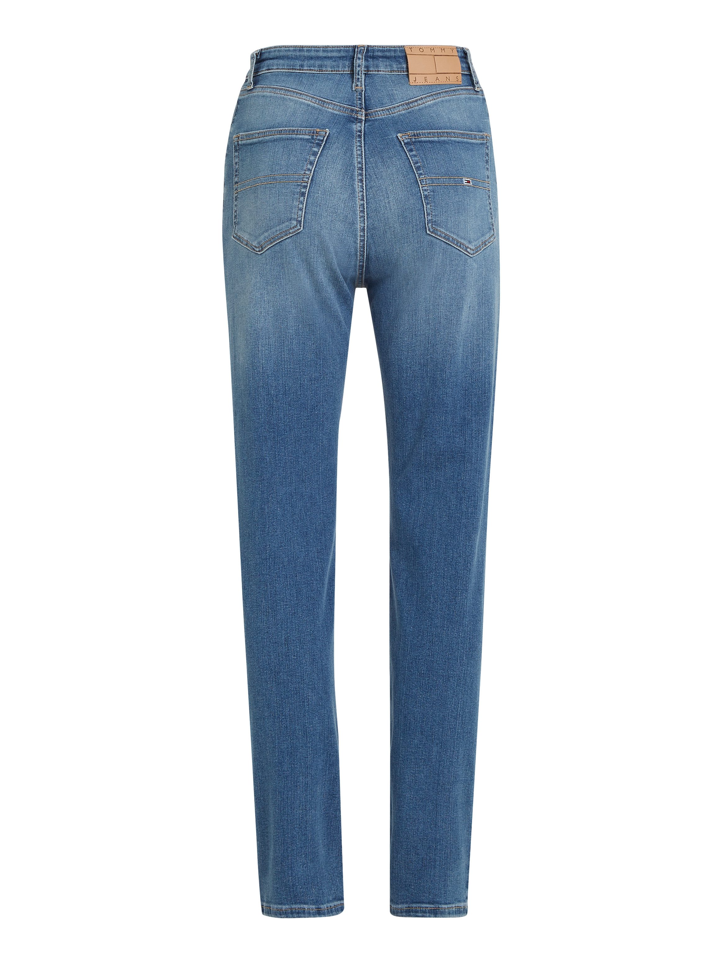TOMMY JEANS Straight jeans JULIE High Waist Straight Jeans Rechtdoor gesneden denim jeans met hoge taille en Tommy logo-badge