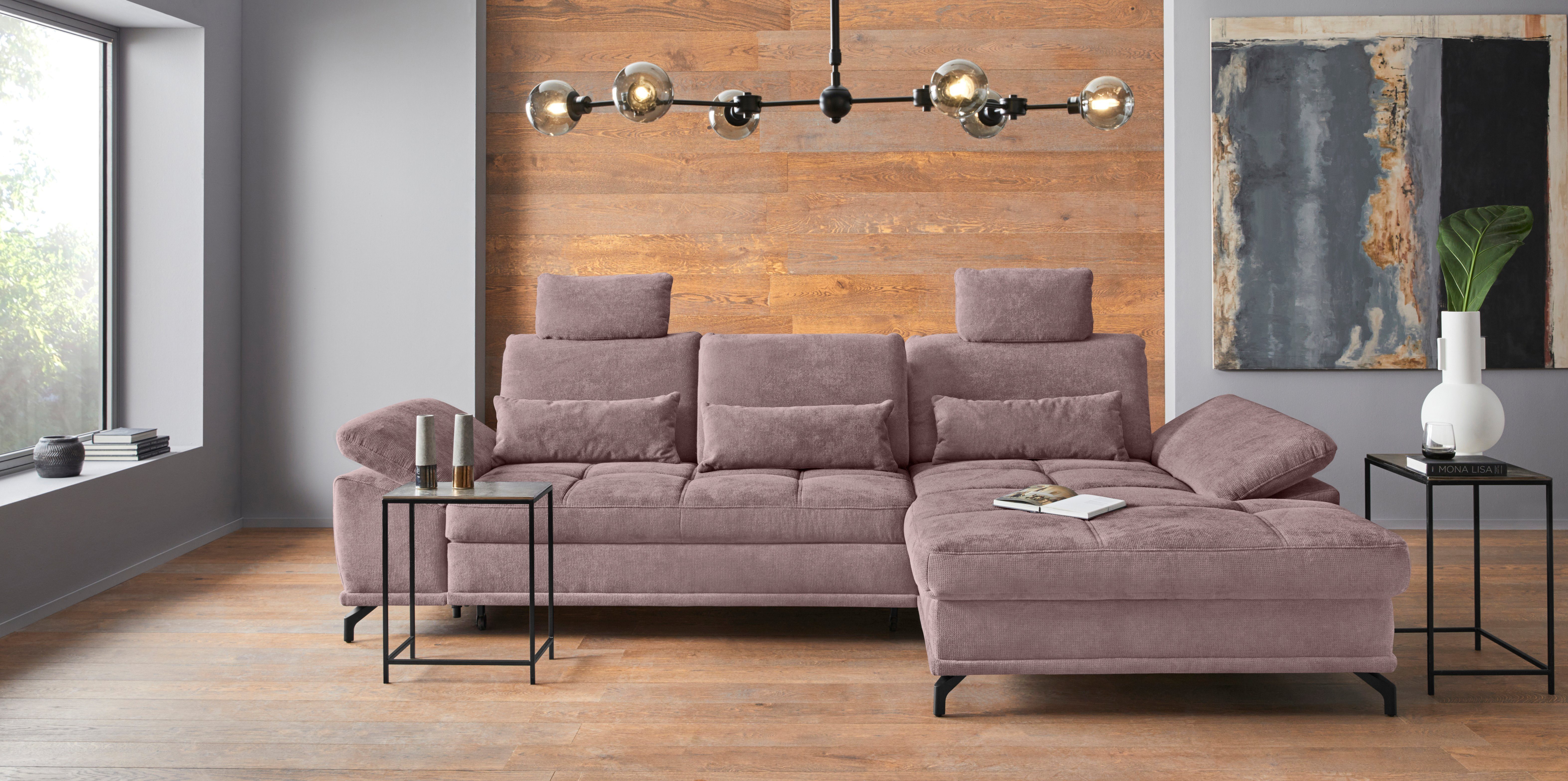 Places of Style Hoekbank Costello L-vorm, met zitdiepteverstelling, armleuningverstelling en