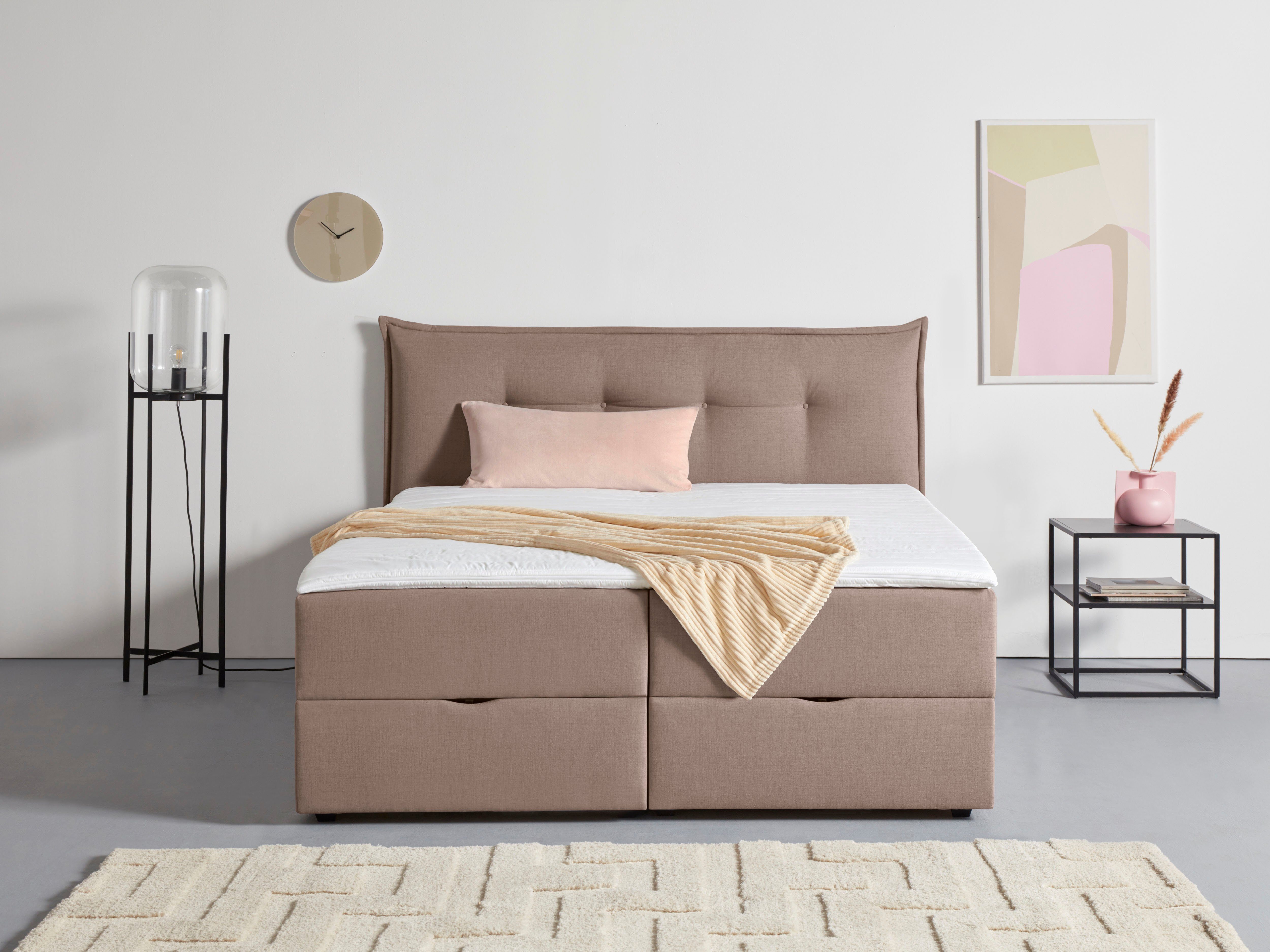 andas Boxspring Lichtgewicht inclusief bedkist & topmatras, in 4 breedten en 2 hardheden boxsprings bruin