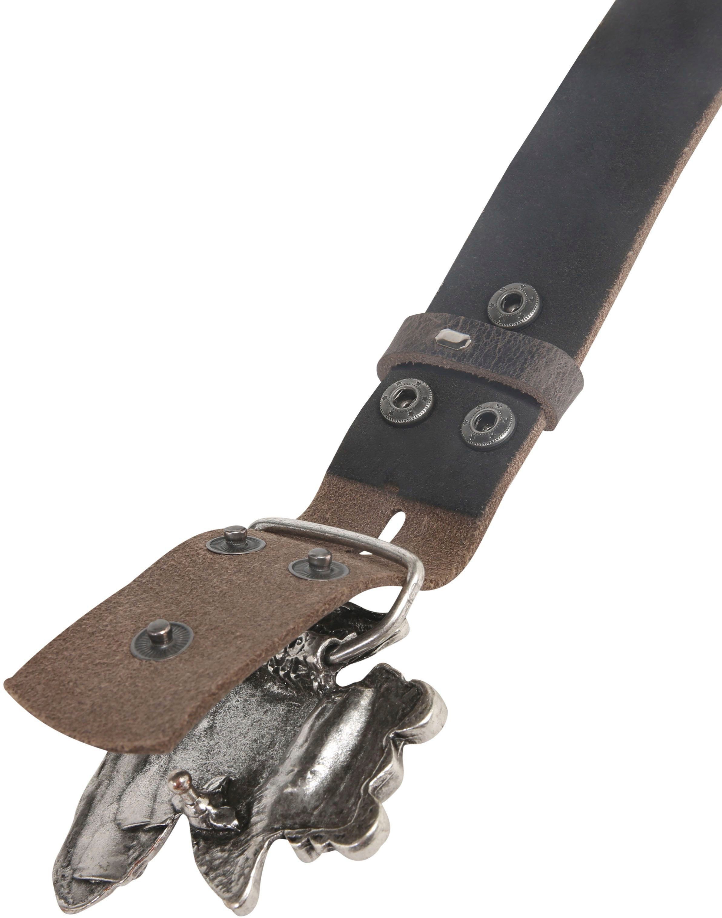 RETTUNGSRING by showroom 019° Leren riem met kikker gesp in vintage-look