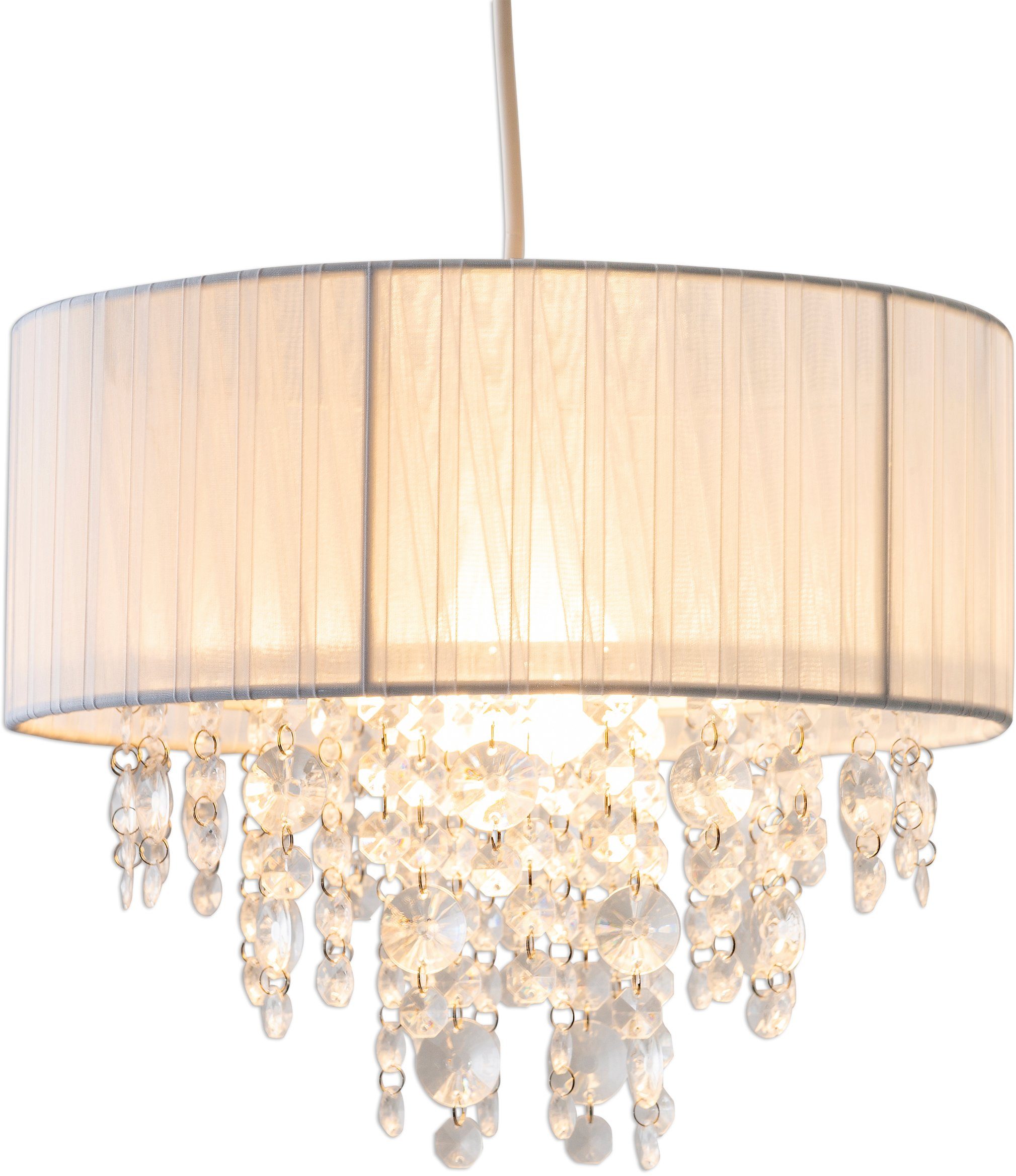 näve Hanglamp Kristallo incl. pendel: wit - 80 cm, materiaal: metaal, kunststof/textiel, wit (1 stuk)