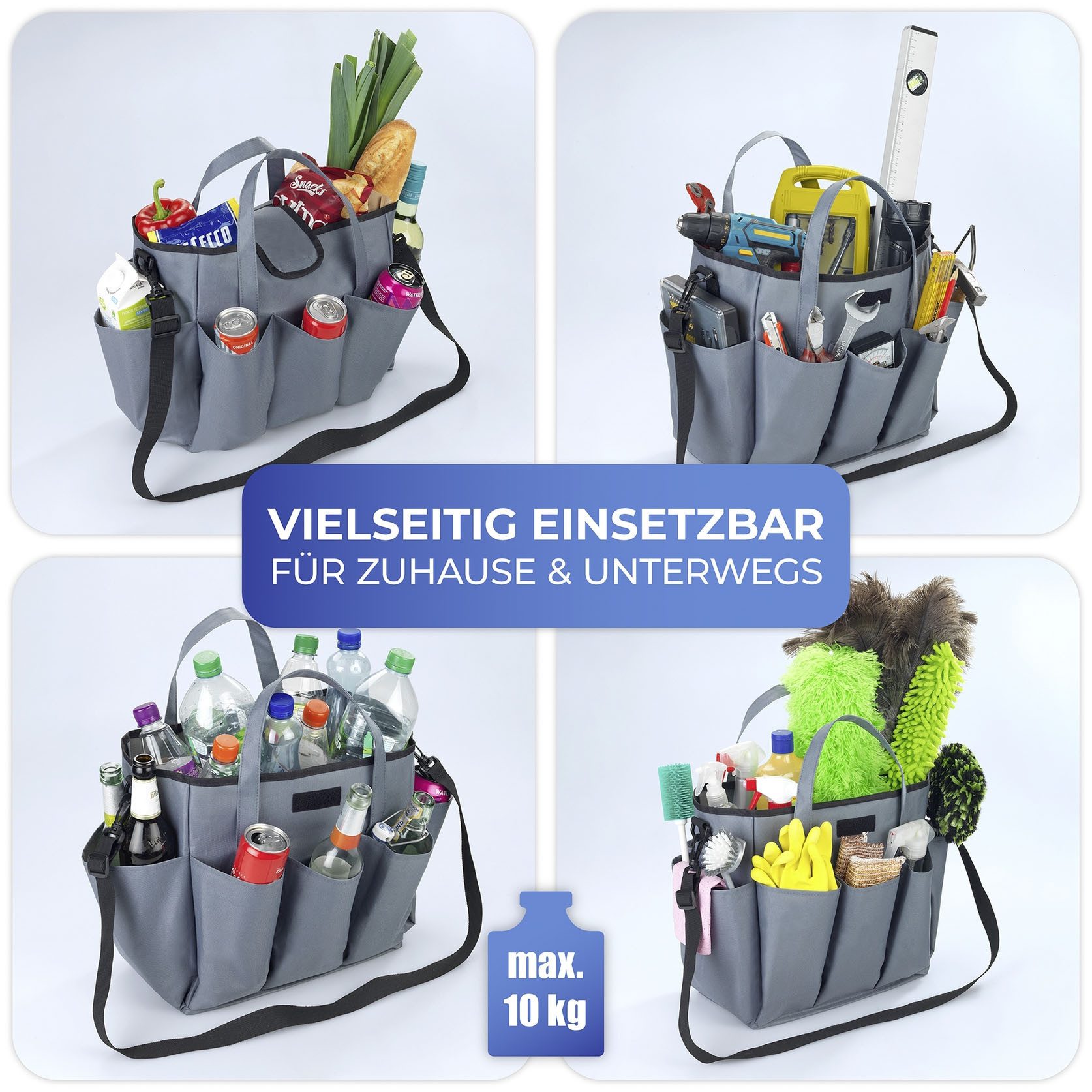 Maximex Organizer Universele caddy 8 zakken vouwbare draagtas voor thuis en onderweg, 15 liter