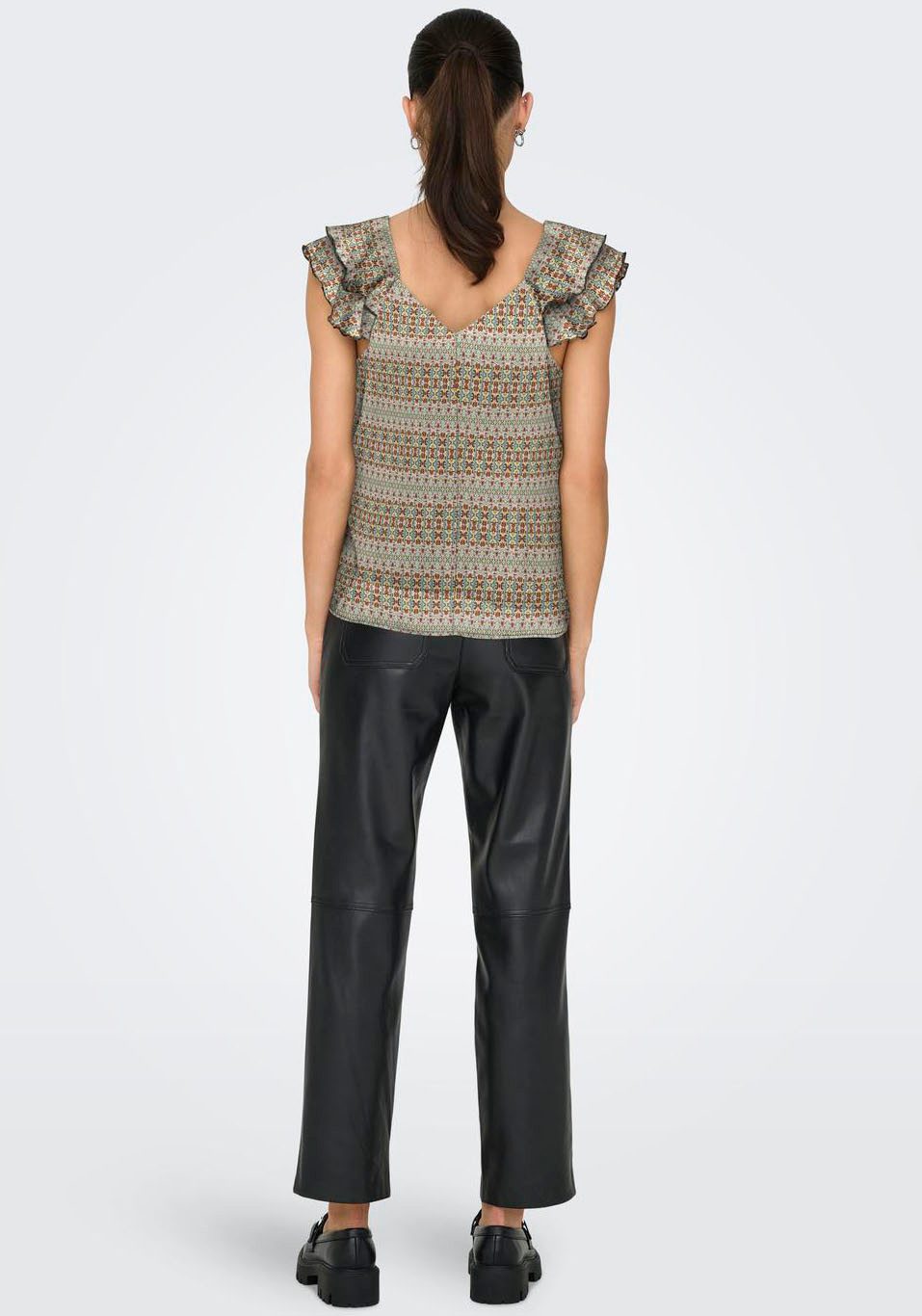 Only Shirt ONLASTA LIFE CAPSLEEVE V-NECK TOP PTM