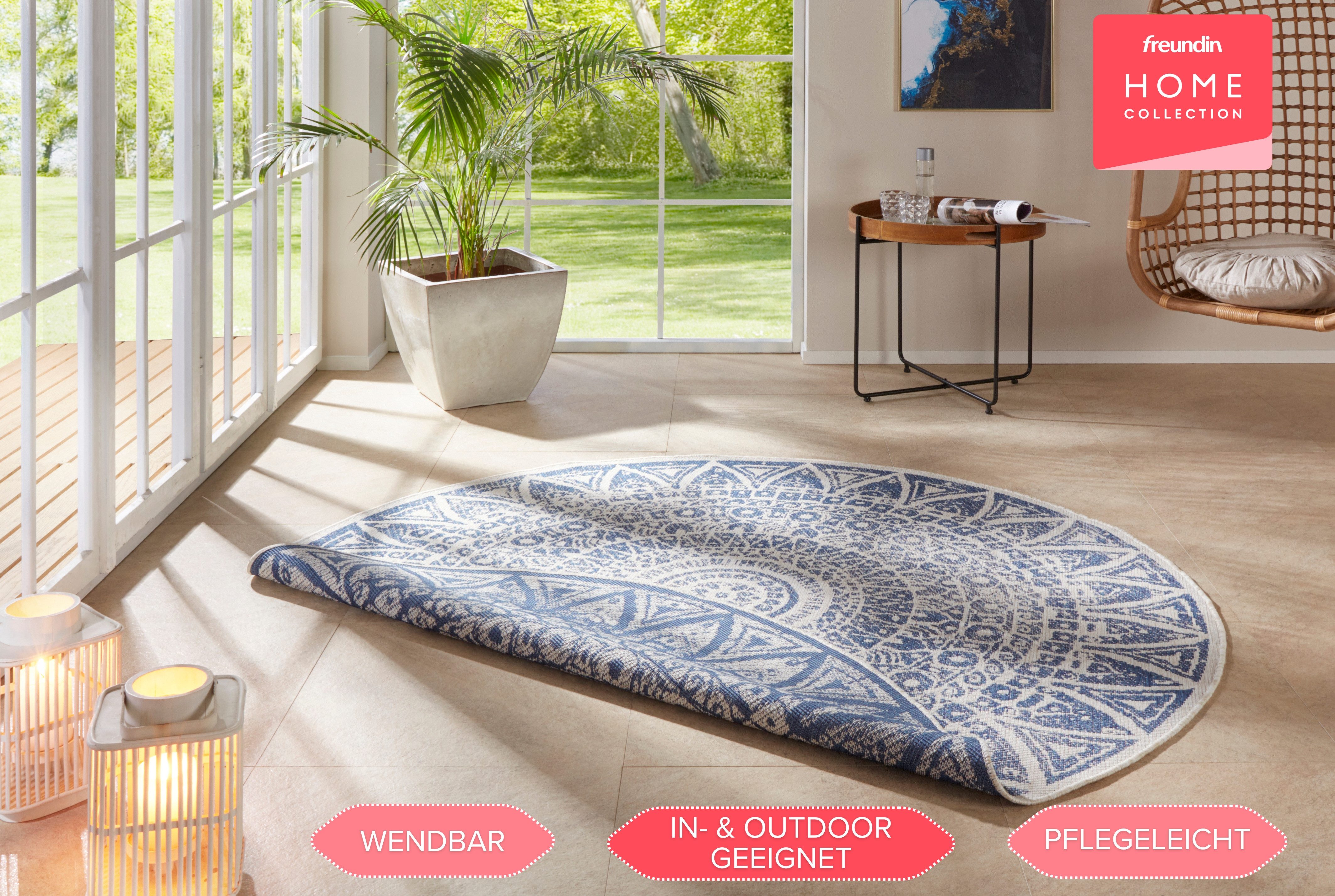 freundin Home Collection Vloerkleed Lilja omkeerbaar tapijt In- en outdoor, dubbelzijdig, weerbestendig, balkon, tuin, woonkamer