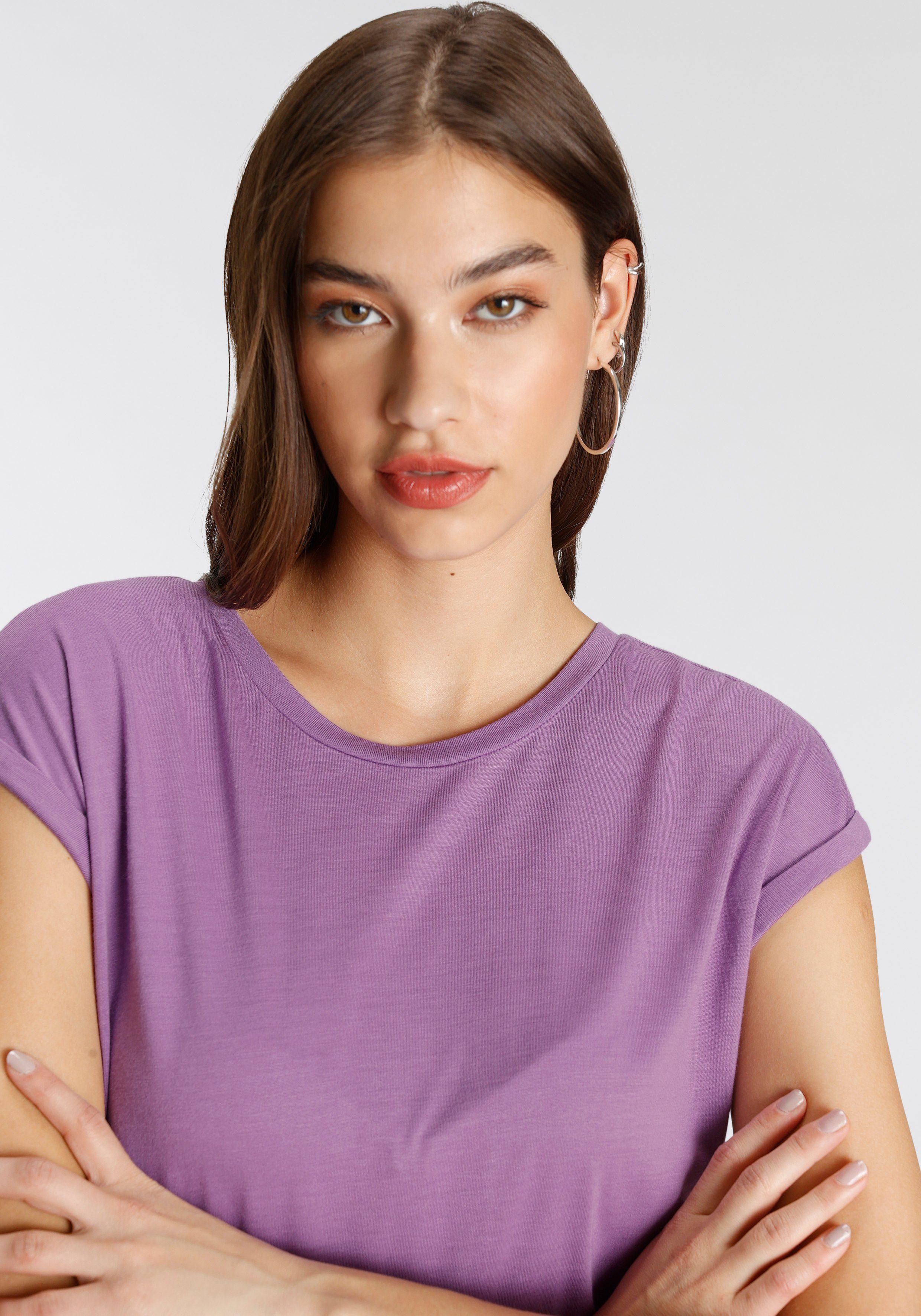 Tamaris T-shirt Korte mouwen, regular fit, effen, met ronde hals