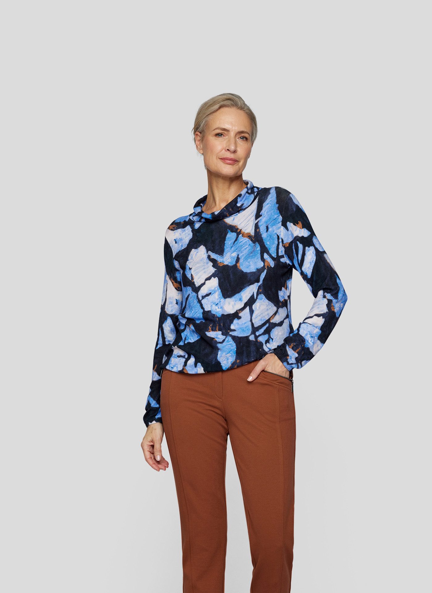 Rabe Shirt met lange mouwen met allover-print en staande kraag