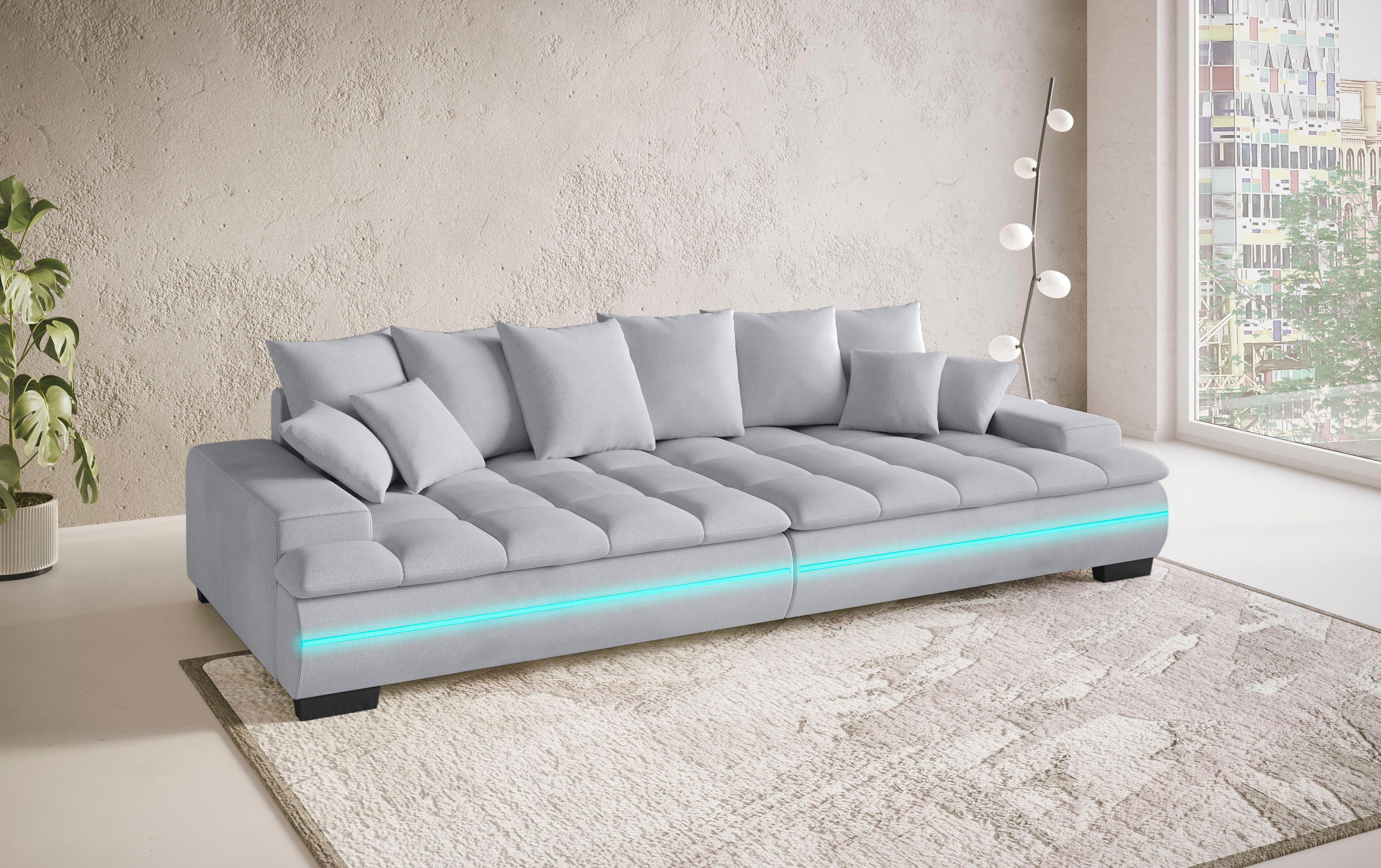 Mr. Couch Megabank Haiti II RGB-LED verlichting, koudschuim bekleding, tot 140 kg belastbaar