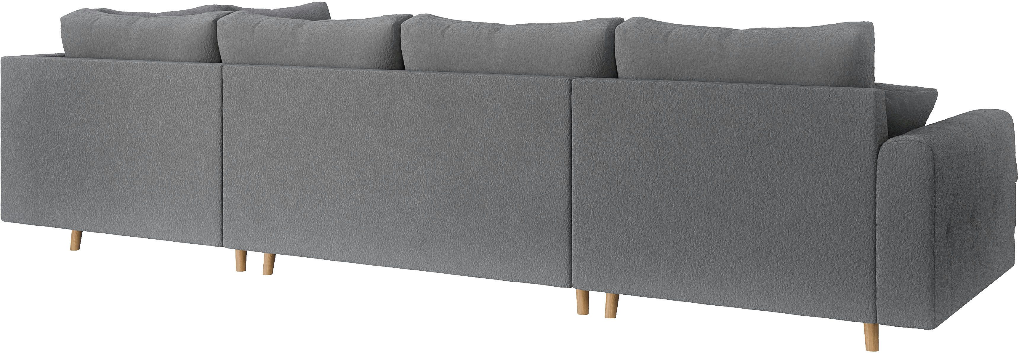 Home affaire Zithoek CHARRE U-vorm met ottomane, afmetingen B/D/H: 310/161/81 cm fijne stiksels, losse rug- en sierkussens, ook in cord en bouclé