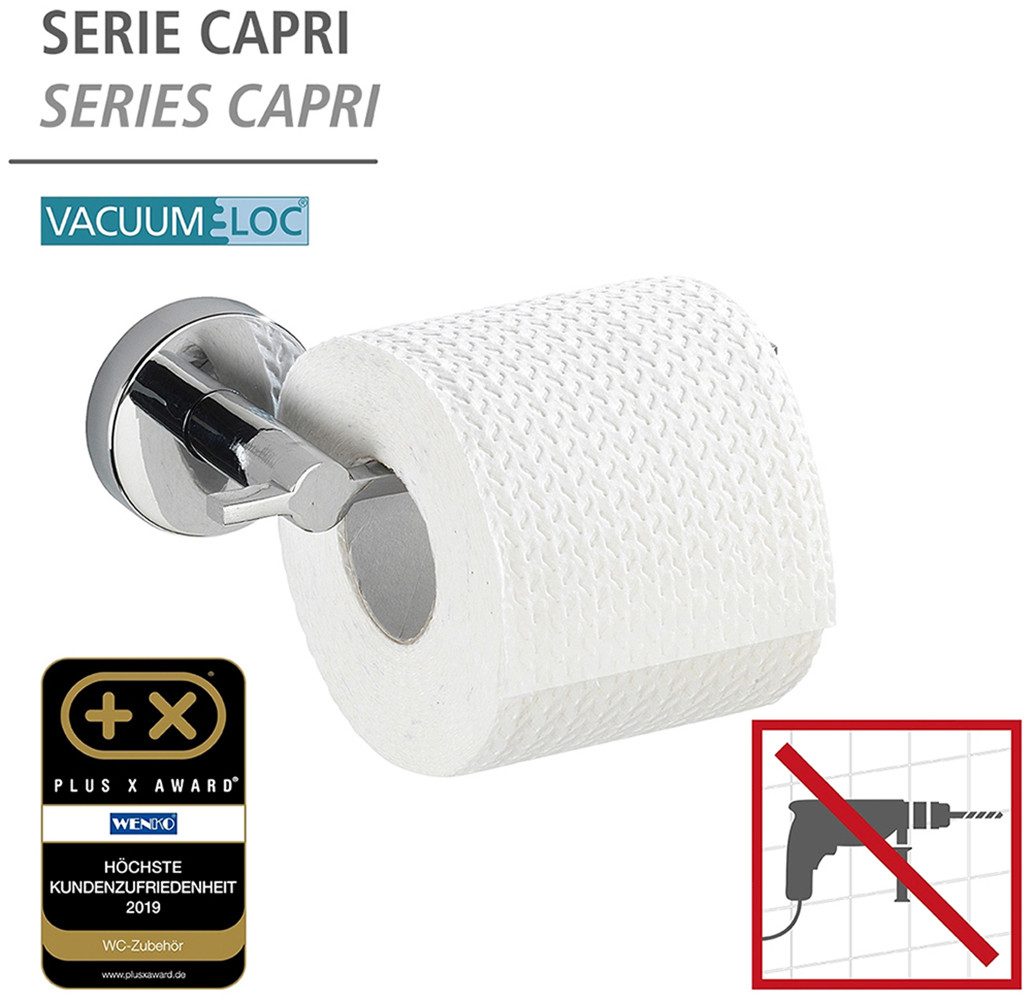 WENKO Toiletrolhouder Vacuum-Loc® model Capri van zinkgietwerk, bevestiging zonder boren