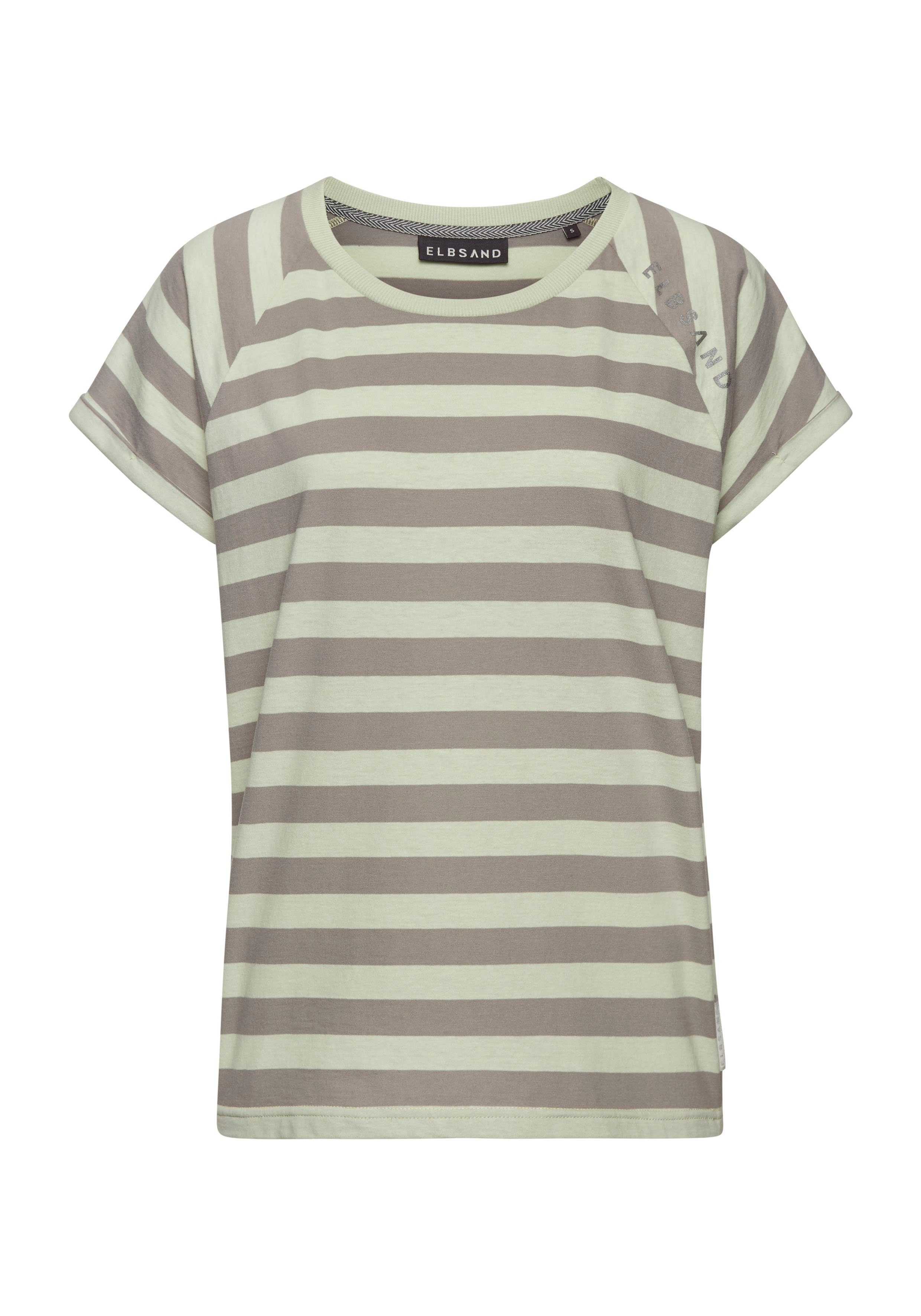 Elbsand T-shirt Calisa met streeppatroon, sportief shirt met korte mouwen van katoenmix