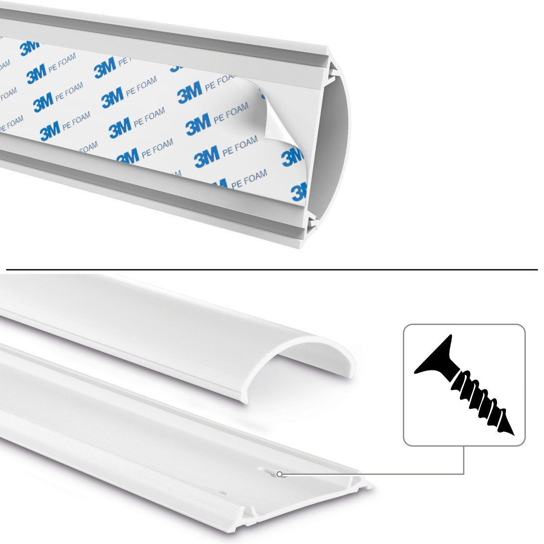 Hama Kabelgoot zelfklevend, halfrond, 100 x 7 x 2,1 cm, PVC