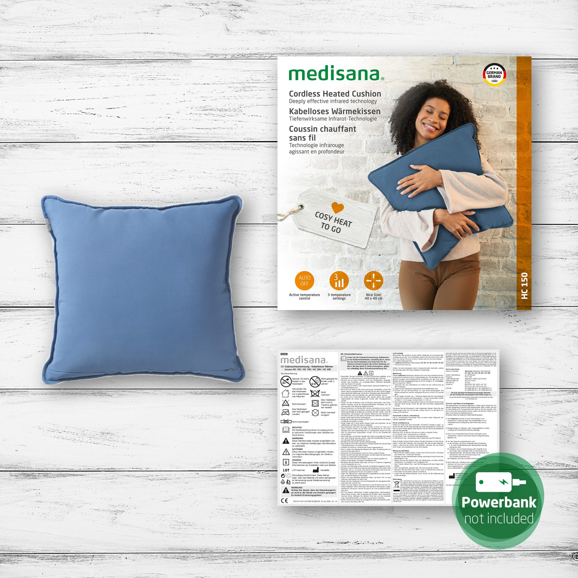 Medisana Warmtekussen HC 150 diepwerkend door koolstofvezel met infrarood, draadloze toepassing