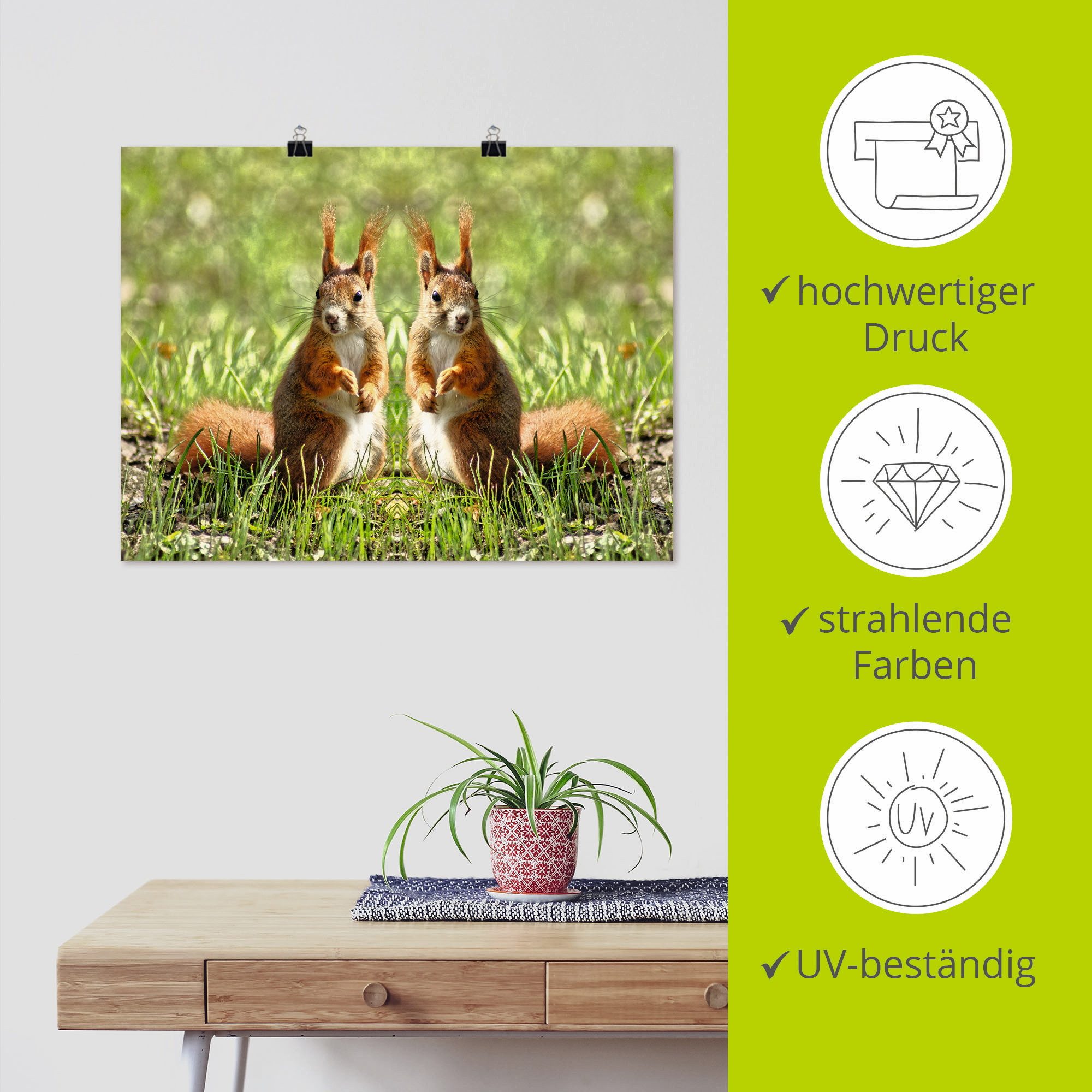 Artland Artprint Rood eekhoorntje tweelingen als artprint op linnen, poster in verschillende formaten maten